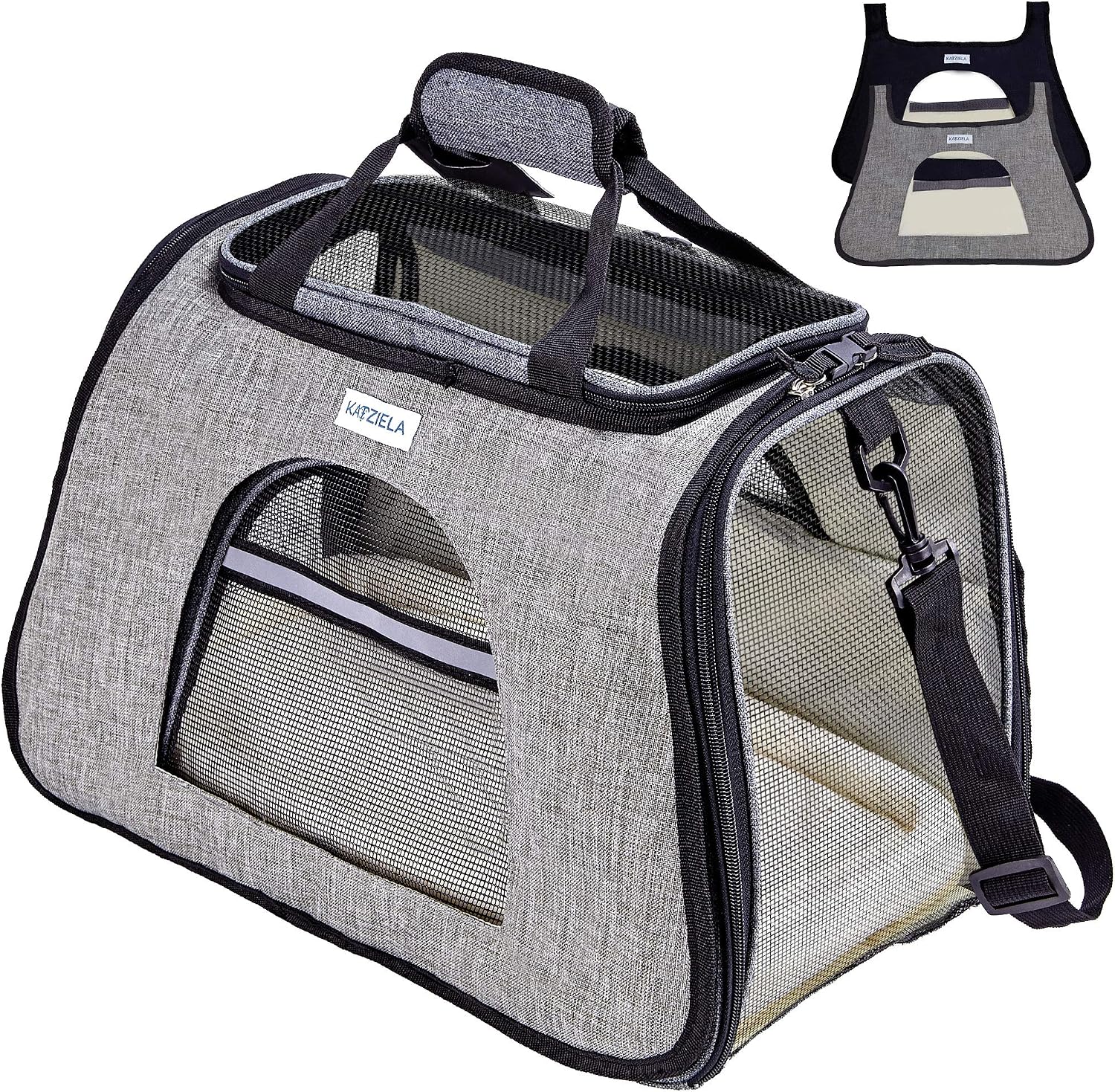 Katziela Pet Carrier with Replaceable Skin Covers - Soft Sided, Airline Approved Carrying Bag for Small Dogs and Cats (Carrier with…
