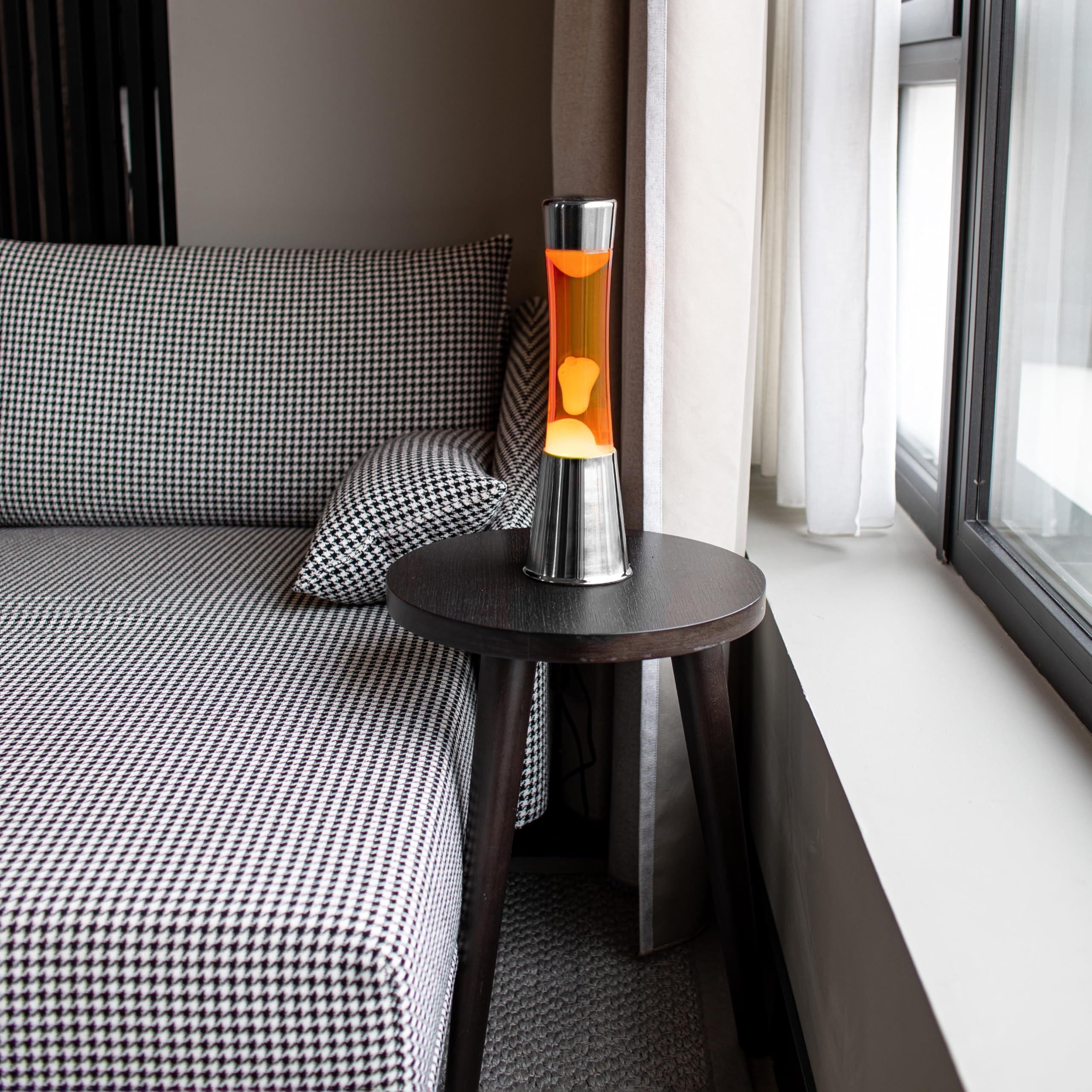 Fisura Lavalampe orange 39,5 cm mit Chromsockel und Ersatzbirne