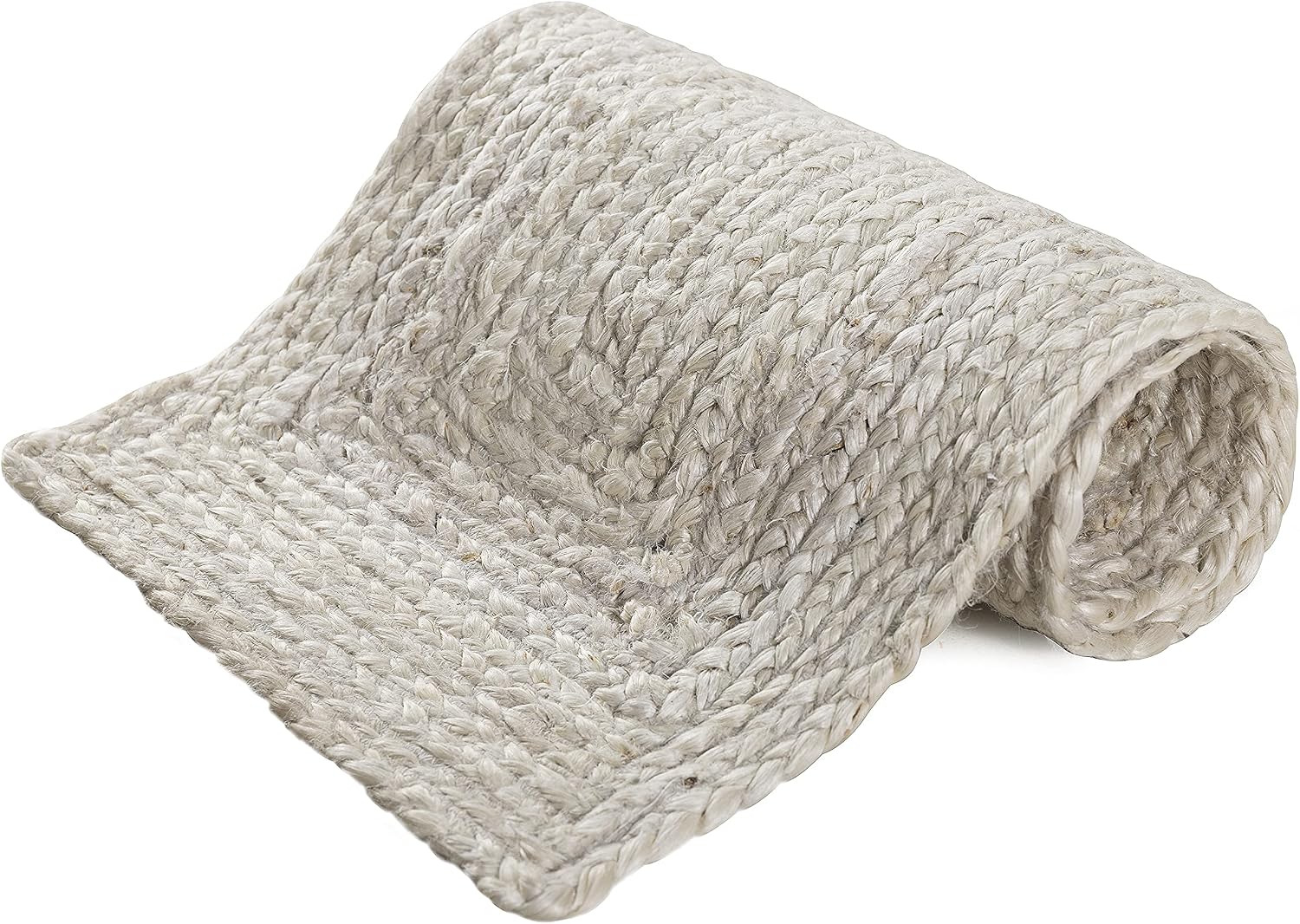 Madhu International Natural Jute Table Runner Rug, Long-Lasting Hand-Woven Rectangular Area Rug, Made from Jute Material for Indoor & Covered Door Entrances - White, 13 X 36 Inch