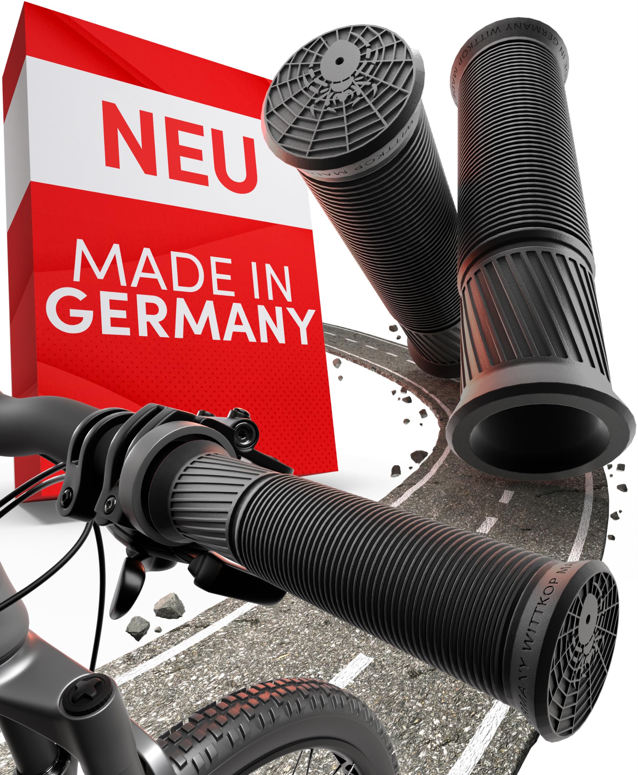 Wittkop Fahrradgriffe Standard mit Ergonomischem Design & 2-Zonen Komfort