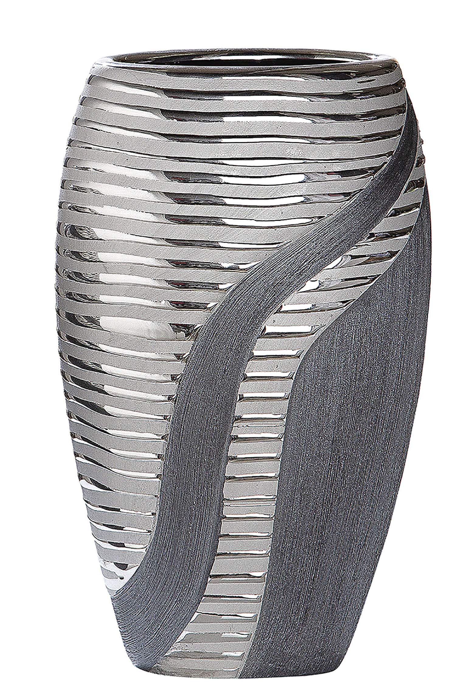 Vase en céramique argent anthracite 24,5 cm | Déco de table