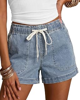 luvamia Jean Shorts for Women High Waisted Pull On Denim Jorts Summer Short