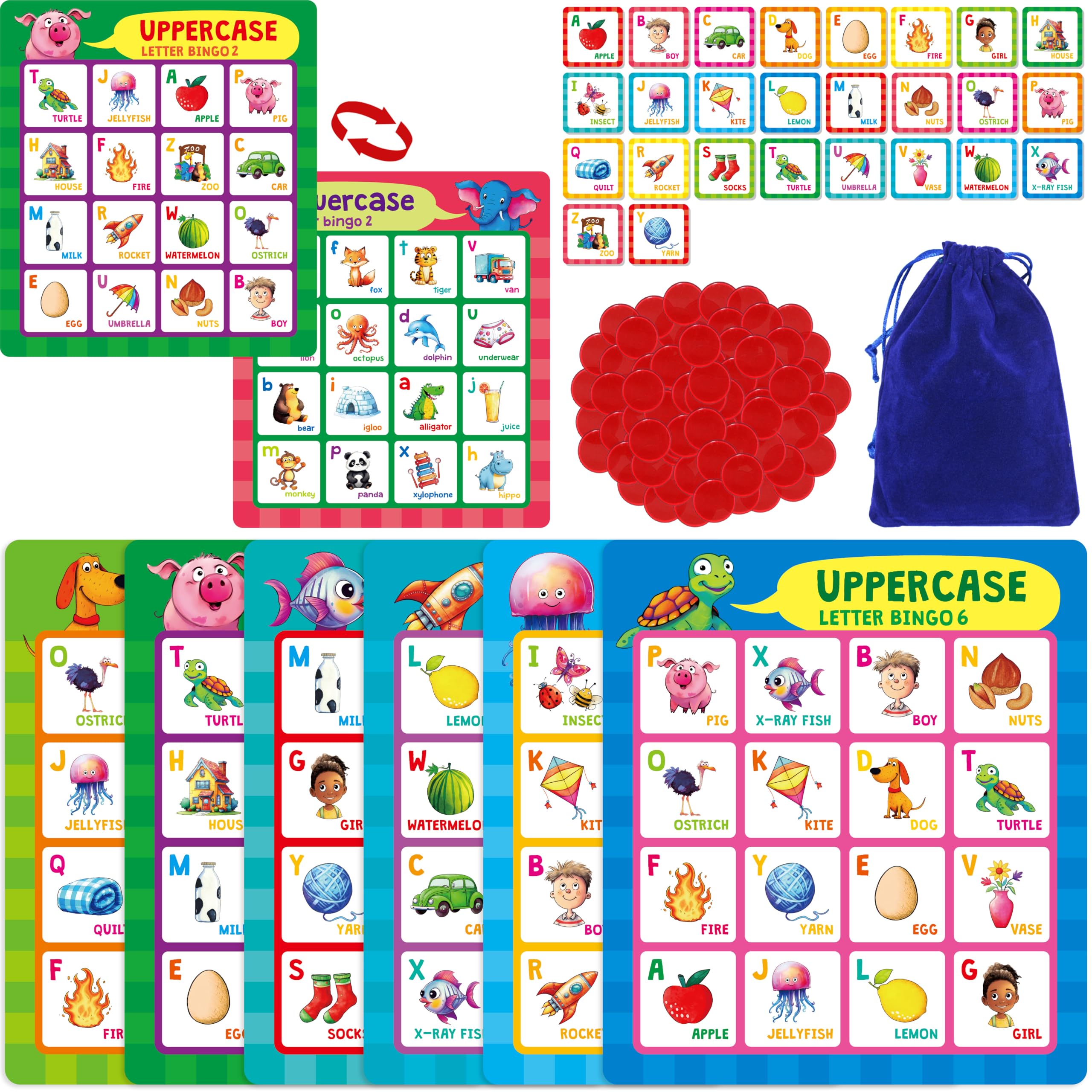 小物 BINGO Amazon.com: SpriteGru Alphabet Bingo Game, Uppercase/Lowercase