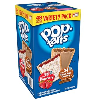 Pop-Tarts Breakfast Toaster Pastries, Flavored Variety Pack, Frosted Brown Sugar Cinnamon, Frosted Strawberry, 86 oz 48 Count