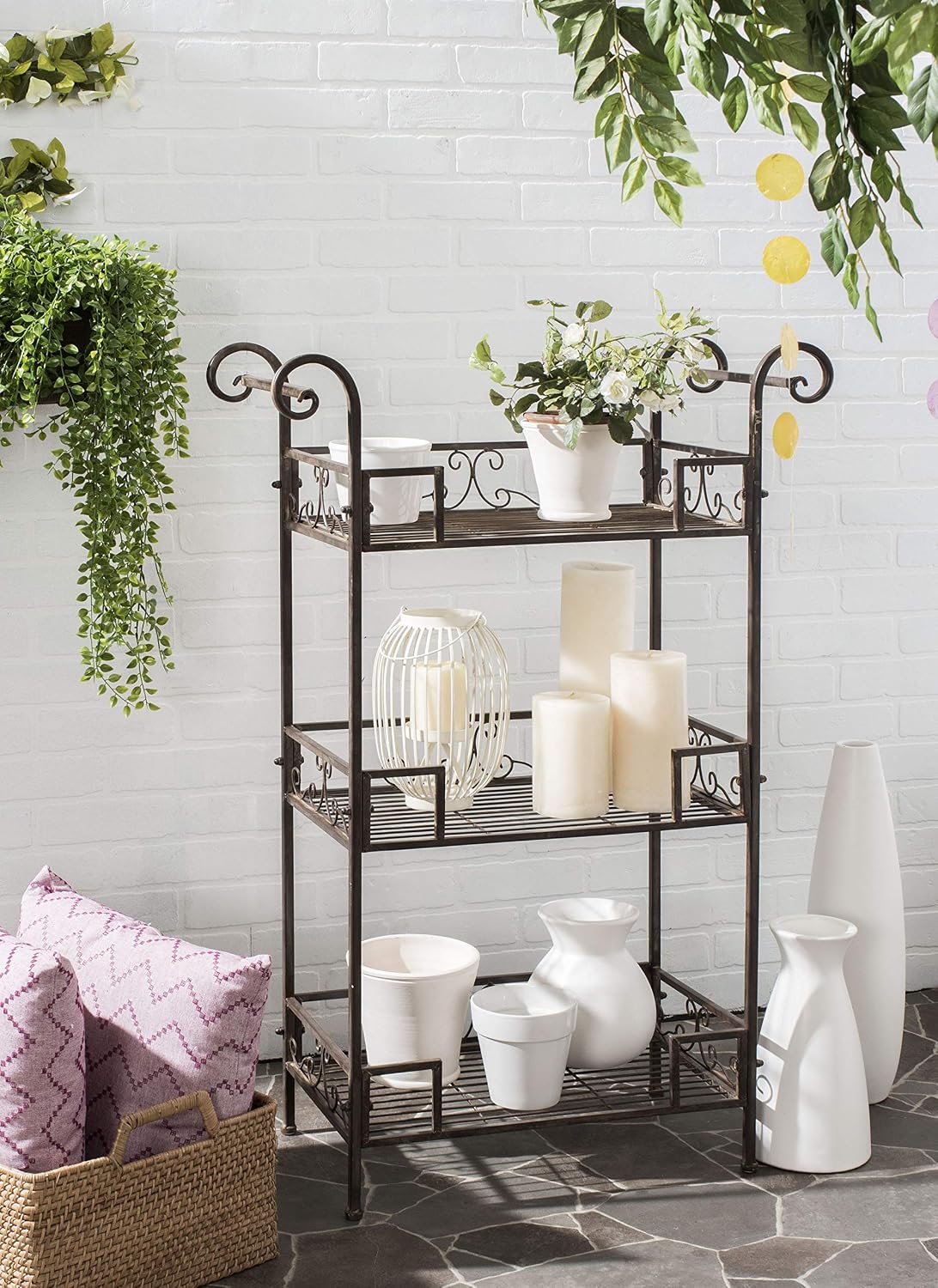 Safavieh Outdoor Collection Noreen Antique White 3 Tier Shelf