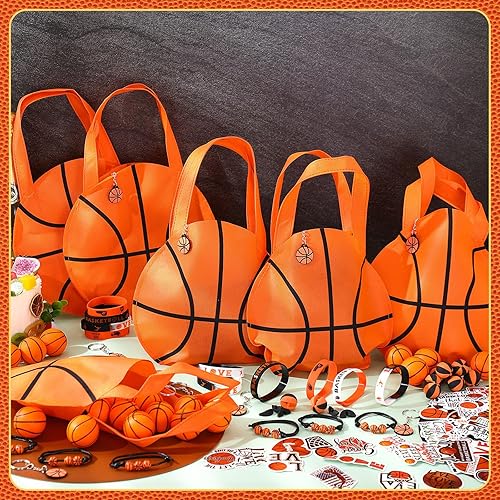 Miniatura 6 de Aoriher Juego de 194 piezas de regalos de fiesta de baloncesto, 24 pulseras de silicona, 24 pulseras con dijes, 24 mini baloncesto, 24 llaveros, 24
