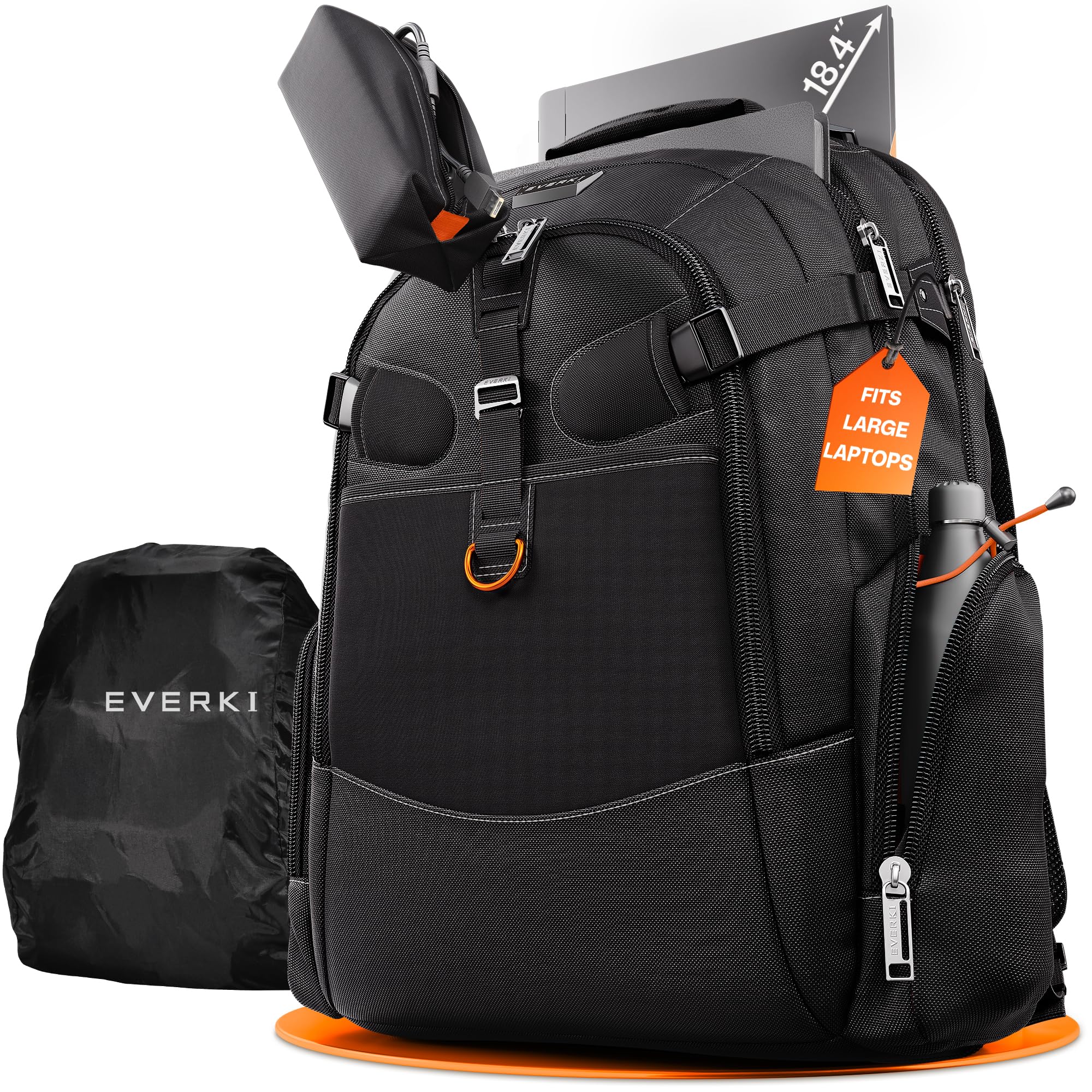 Everki Business 120 Large Professional 18.4-Inch Workstation Or Gaming Laptop Backpack With Rain Cover, Travel Friendly (Ekp120)
