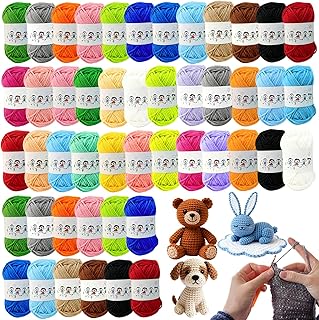 48 pièces de laine multicolore, laines pour Amigurumi, 10g/20m de fil à crocheter, laine à crocheter, fil de coton, pour débutants, laine crochet multicolore pour tricoter, crocheter et bricoler