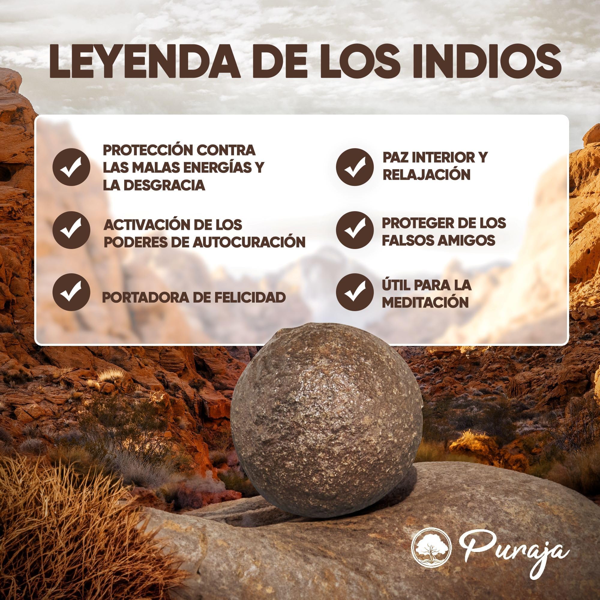 PURAJA Paar Original Moqui Marbles mit Echtheitszertifikat | Lebende Steine in Premium Qualität | Direkt aus dem Hopi Indianer - Gebiet im Westen der USA (Größe XL 28-38mm)