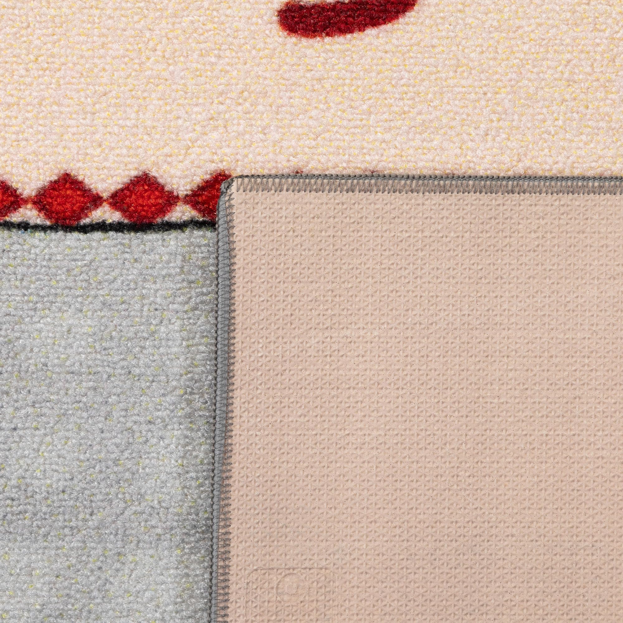 Carpettex Kinderteppich rutschfest | Himmel und Hölle Design 140 x 200 cm | Kein Abwurf | Kurzflor und Waschbarer Spielteppich für Kinderzimmer für Mädchen und Jungen | Grau, Zahlen, Löwe, Bar