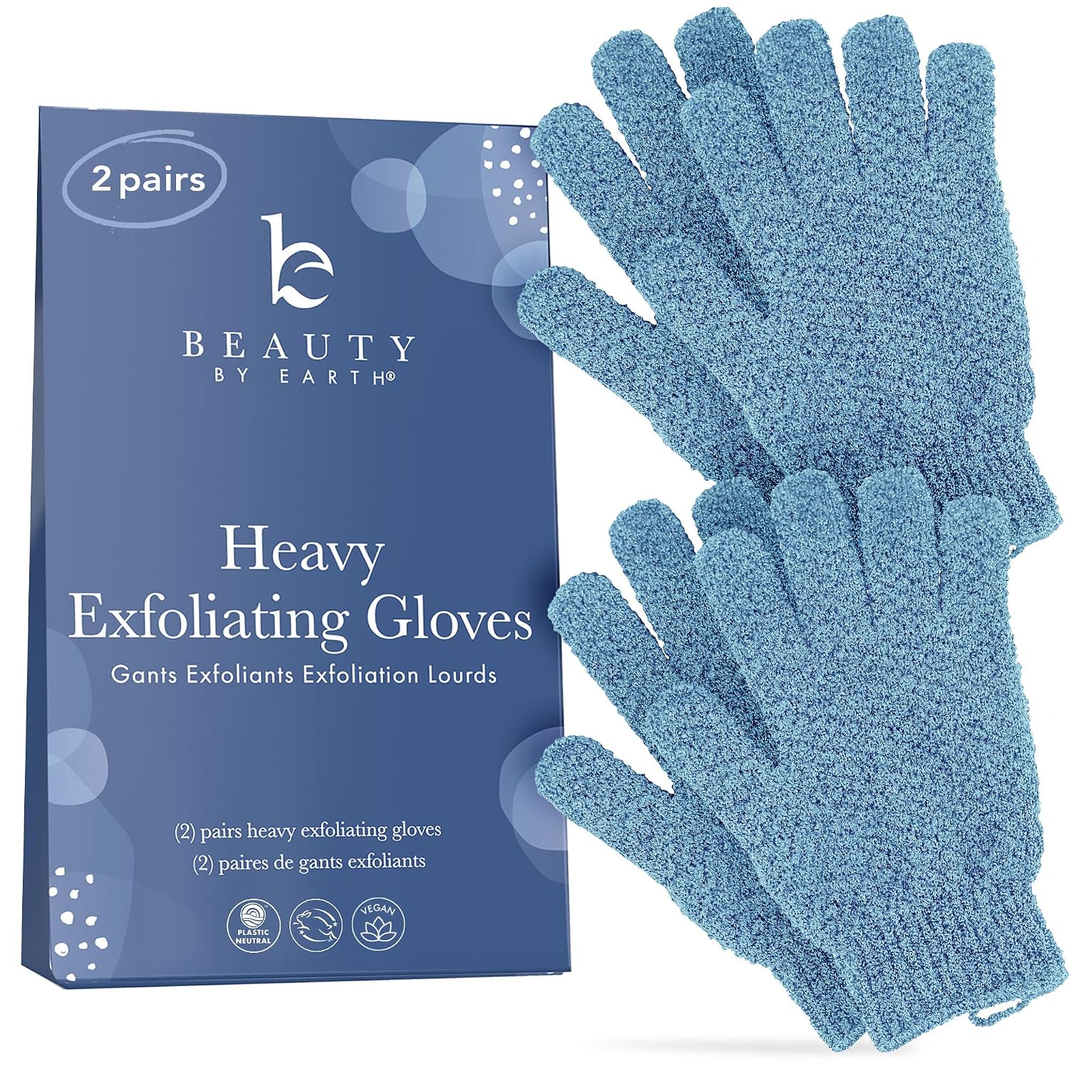 Exfoliating Glove (4 Pcs, 2 Pairs) – Heavy Exfoliate Glove for Dead Skin Bath Exfoliating Gloves for Shower Spa Massage & Body Scrub – Shower Gloves for Women & Men