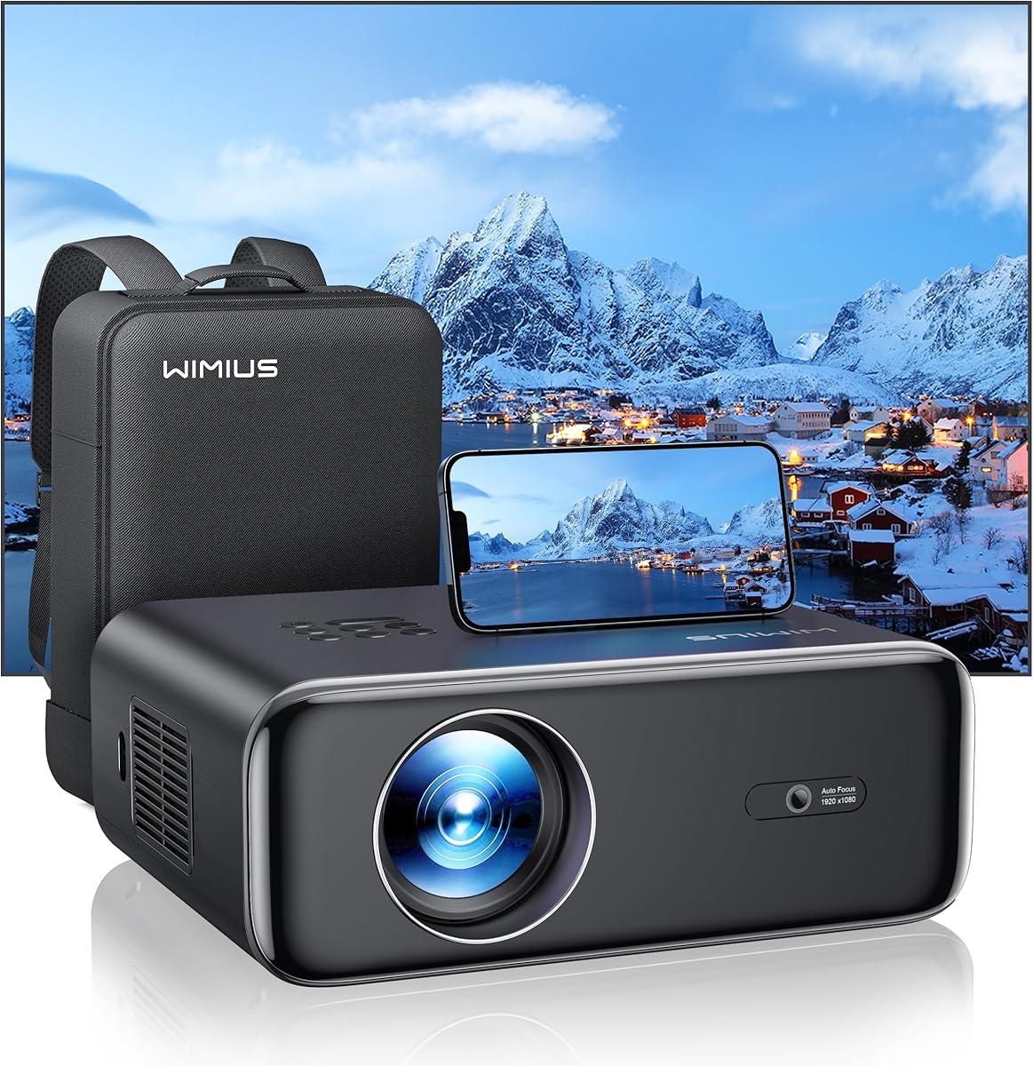 【Auto Focus & Keystone】Projector, 36000 Lumen WiFi 6 Bluetooth Full HD 1080P Portable Projector Supported 4K, 4D/4P Keystone 50% Zoom 300"Display Home Cinema Projectors for Smartphone/TV Stick/PPT/PS5