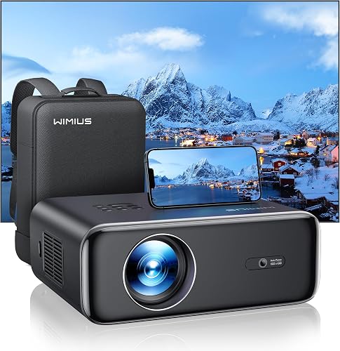 【Netflix Included/Dolby Audio】WiMiUS Smart 4K Projector,1200ANSI FHD 1080P Portable Projector,Short Throw Auto Focus/Keystone WiFi6 Bluetooth 50% Zoom Home Cinema Projectors for Bedroom,Matte Black