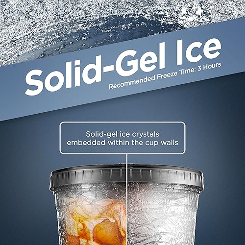 Miniatura 2 de GALVANOX Taza de café helado congelable con tapa y popote (20 onzas), vaso térmico reutilizable con funda de agarre (humo)