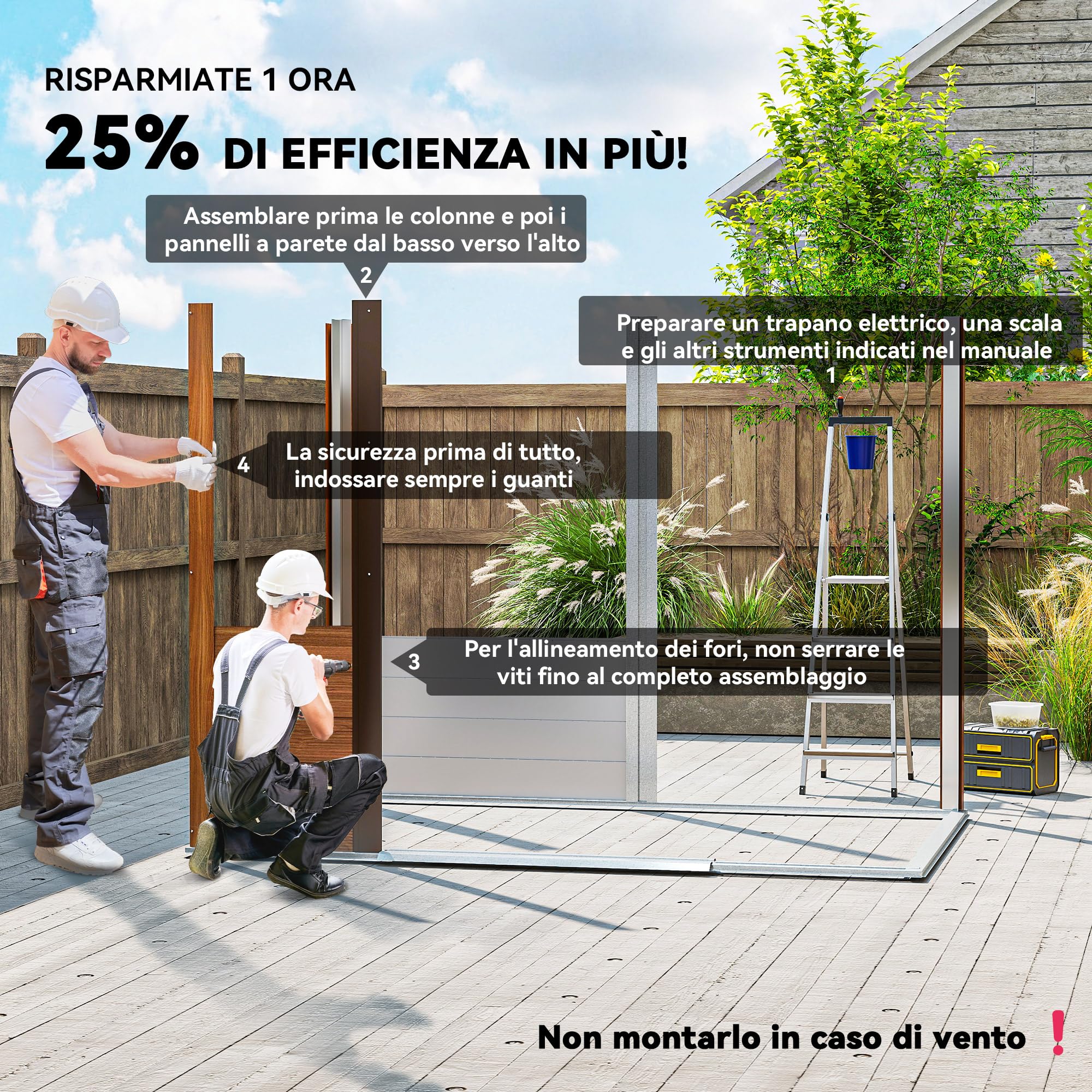Outsunny Casetta da Giardino 4.07m² Acciaio Zincato con Porta Attrezzi Tetto Inclinato Doppie Porte Scorrevoli Bloccabili Marrone