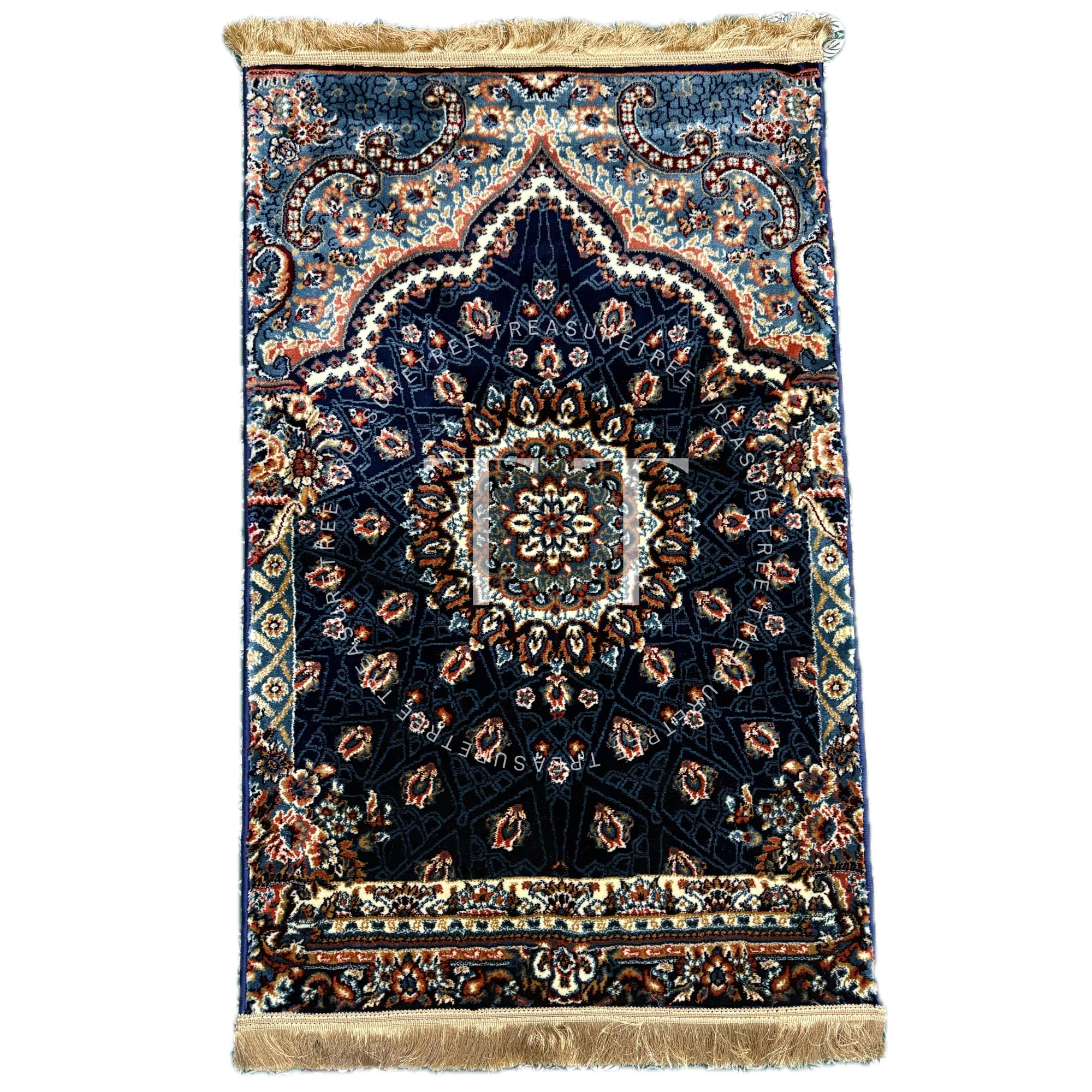 Deluxe Velvet Heavyweight Prayer Mat | Elegant and Super Soft Design | Ideal for Muslim Prayers | Heavy Carpet Mat with Premium Softness and Luxurious Design. (Navy Blue)-image-25