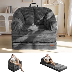 MAXYOYO Folding Sofa Bed with Backrest, Boneless Fold Out Couch with Handle