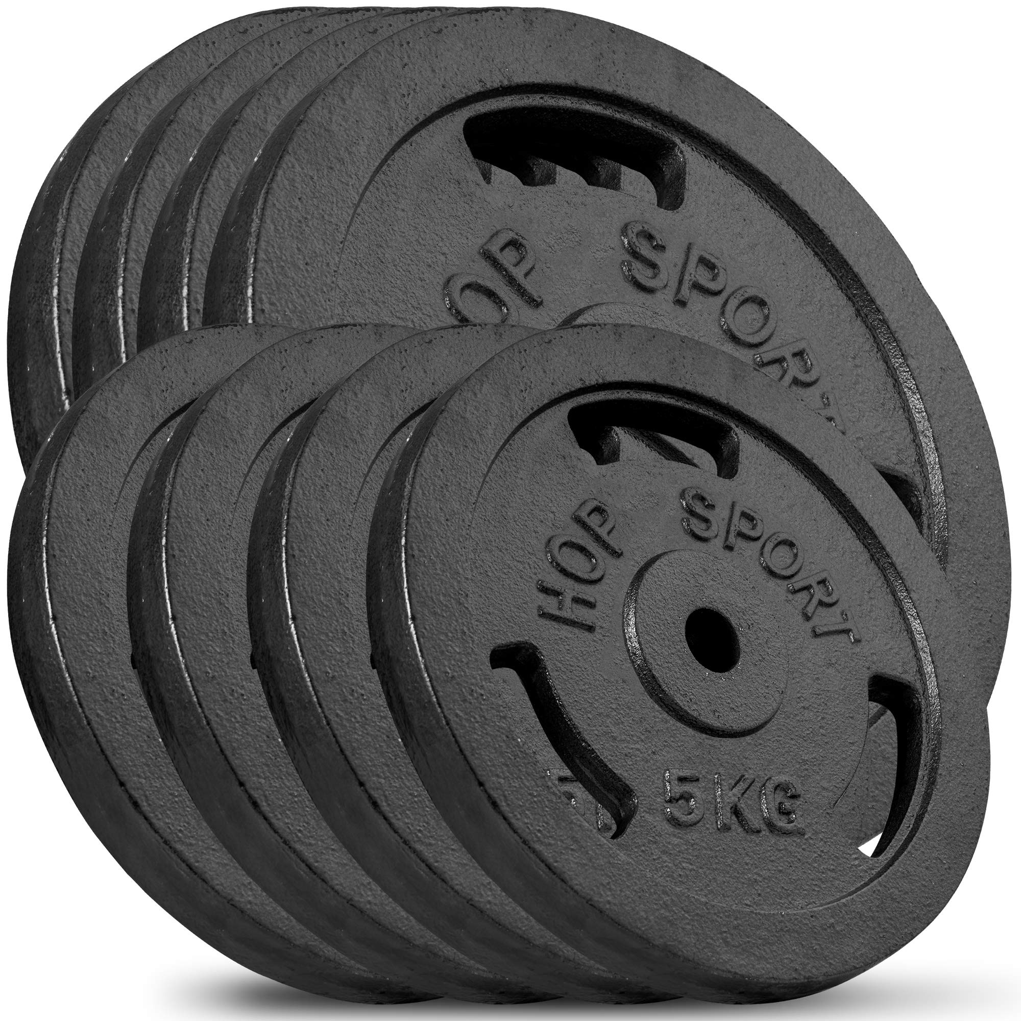 Hop-Sport 60 kg Gusseisen Hantelscheiben 30mm - Guss Gewichte Hantel Sets zur Auswahl - 30/31 mm Bohrung