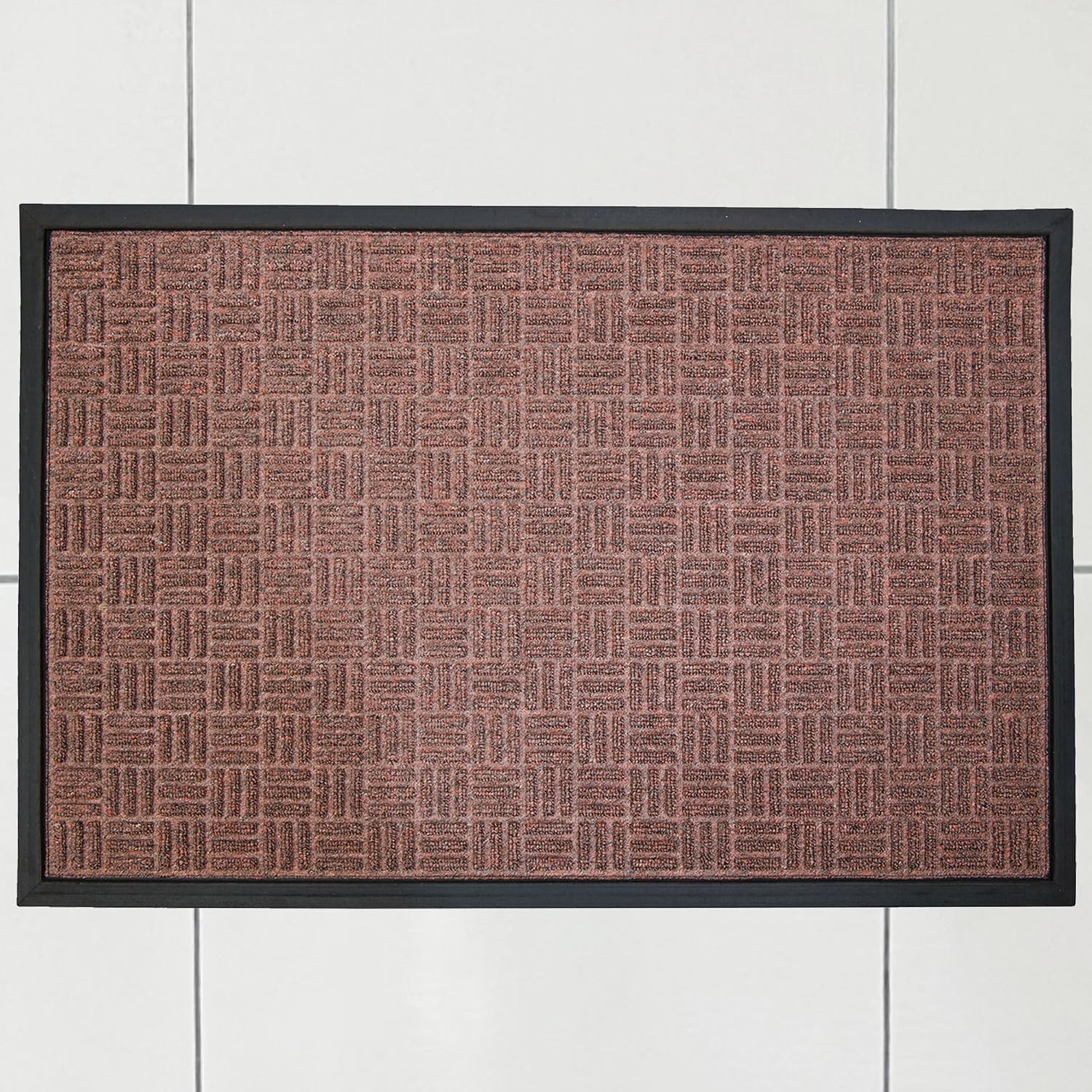 ULTRALUX Premium Indoor Outdoor Door Mat 31” x 47” Absorbent, Strong, Non-Slip Entry Rug Heavy Duty Rubber Backed Doormat, Brown Dirt Barrier Entrance Mat