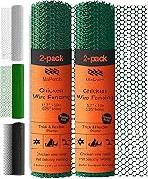 Vista 10 de MaPorch - Cerca de alambre de pollo de plástico en malla verde - Malla de 15.7 pulgadas x 10 pies - Protección resistente al clima y valla