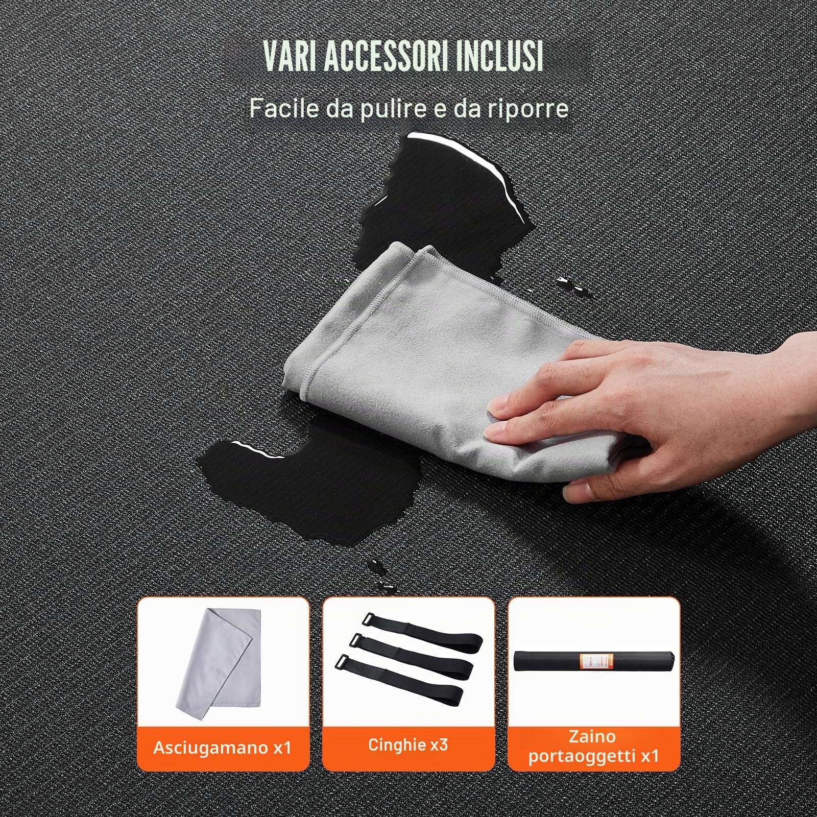 VEVOR Tappetino per Esercizi Yoga Premium ad Alta Densità Antiscivolo Tappetino per Fitness Esercizi con Borsa e Tracolla, per Tutti i Tipi di Yoga a Casa, Pilato e Allenamento a Terra 2440x1530 mm