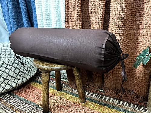 Miniatura 5 de Saffron HANDICRAFTS - Funda de cojín de algodón de 240 hilos, funda extraíble para rollo de cuello, reposapiernas, práctica de yoga, meditación,