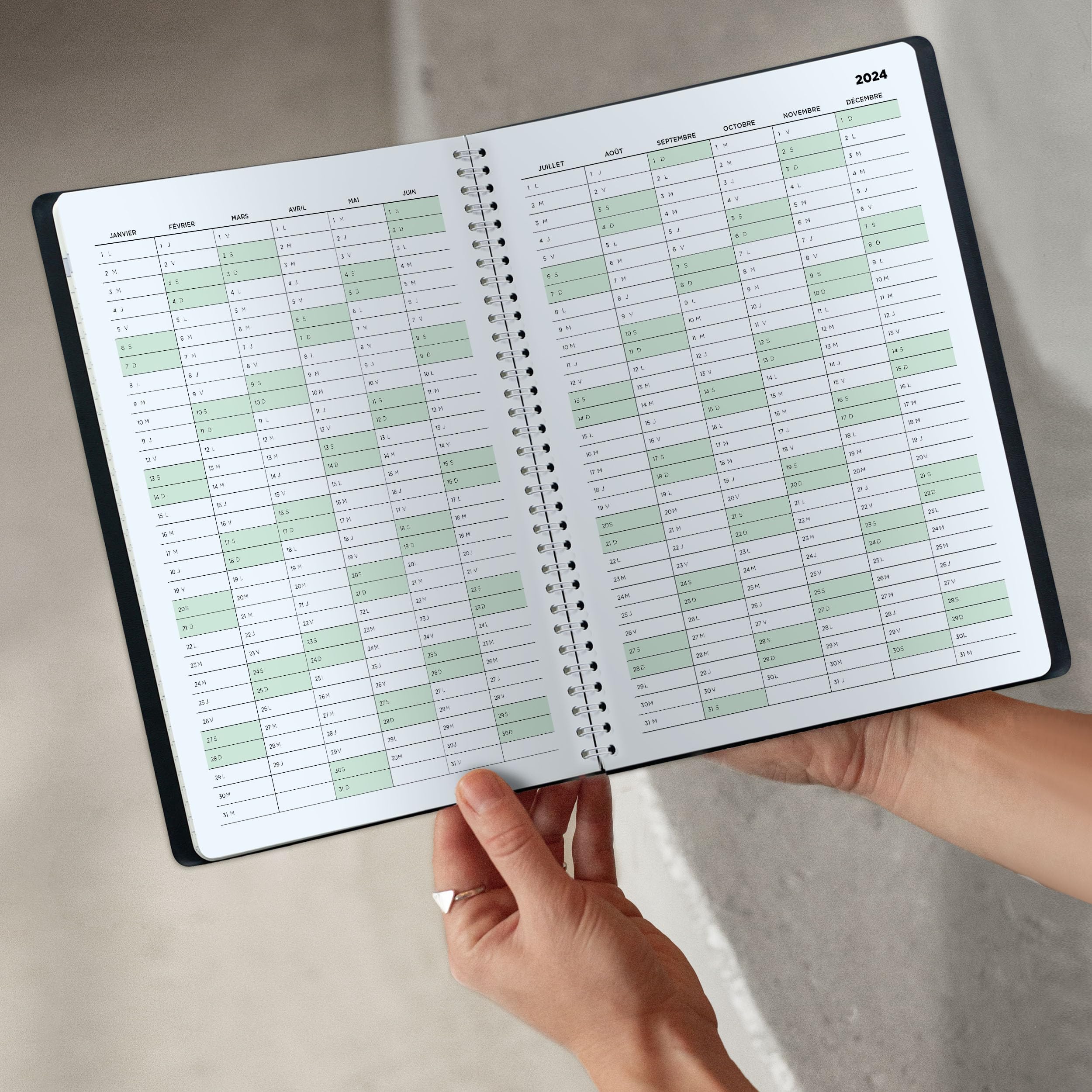 Agenda Semainier 2025 Smart Panda - A4 Cuir Végétal Rose | Novembre 2024 à Décembre 2025