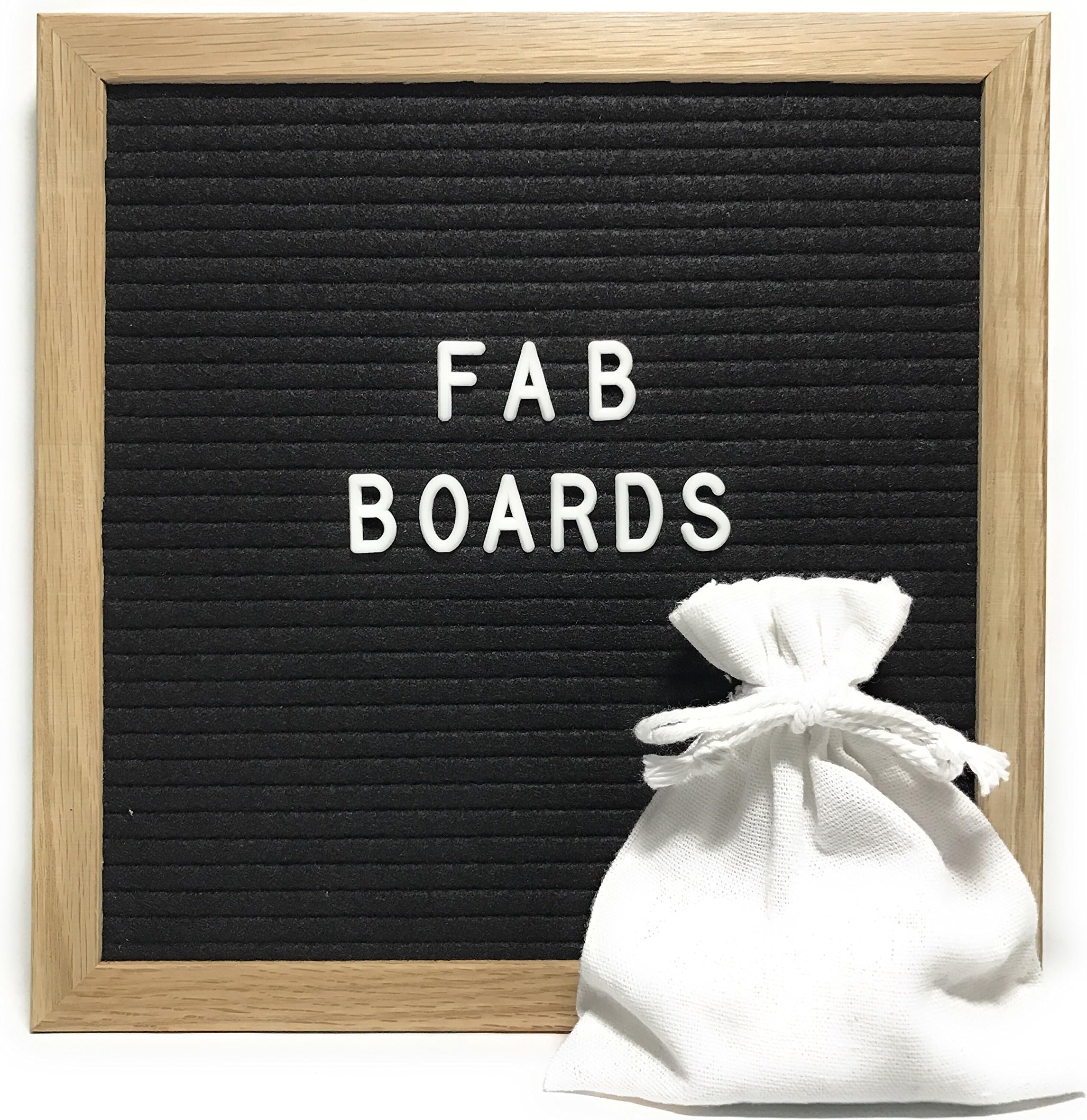 Board With Changeable Letters, Punctuation, Numbers, and Emoji's - 10" X 10" Inch - Black Felt - Helvetica 340 White Letter Set - Solid Oak Wooden Frame Boards