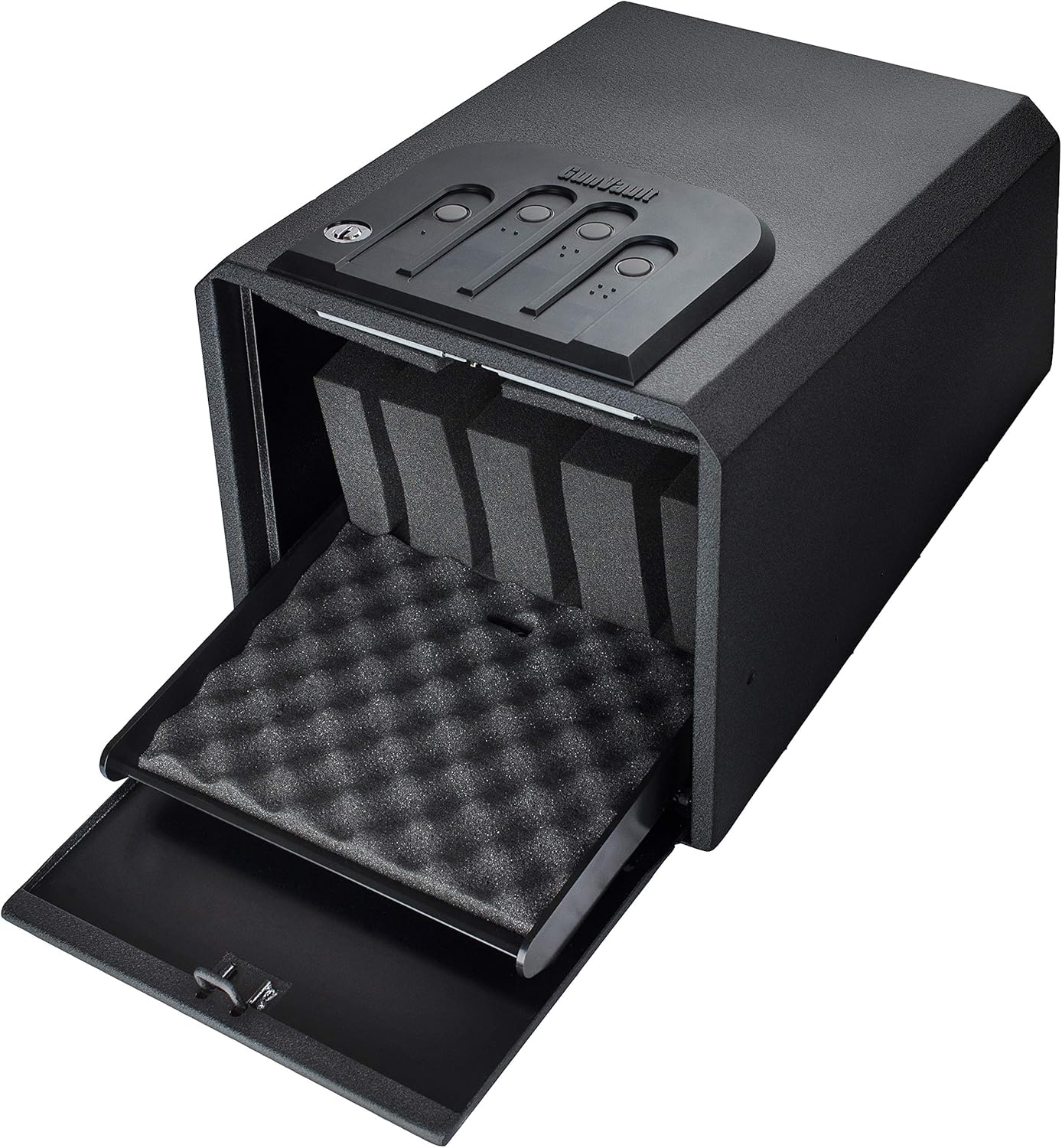 GunVault MultiVault Quick Access Large Gun Safe with Illuminated No-Eyes Digital Keypad, Auto Slide-Out Drawer and LED Illumination (4 Pistol Capacity) : Sports & Outdoors