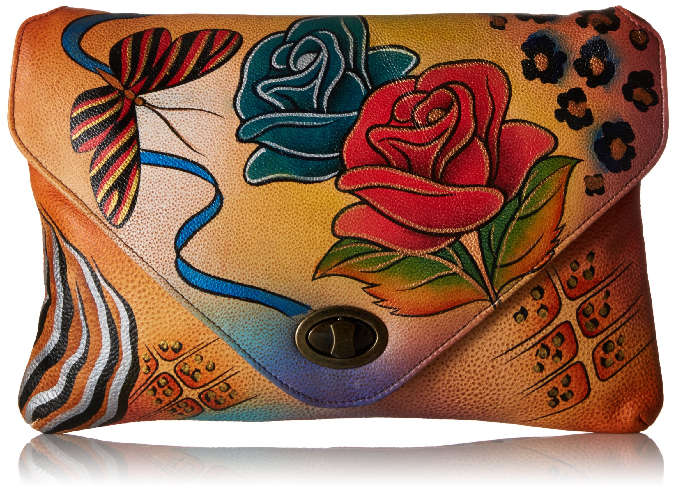 Anna by Anuschka Genuine Leather Envelope Clutch Bag | Hand-Painted Original Artwork