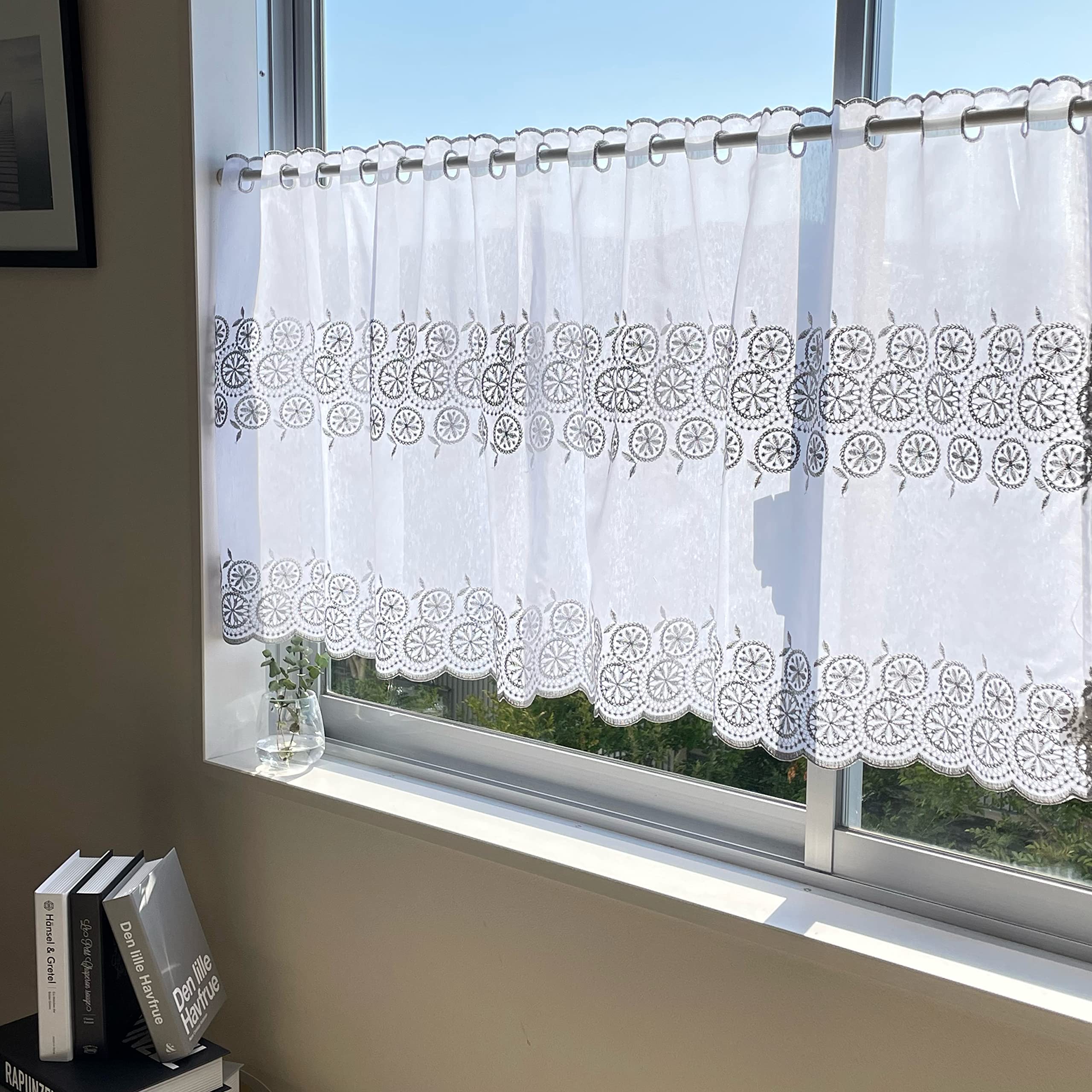 Amazon｜インテリックス INTERIX 刺繍レース 小窓 日本縫製 幅100cm丈