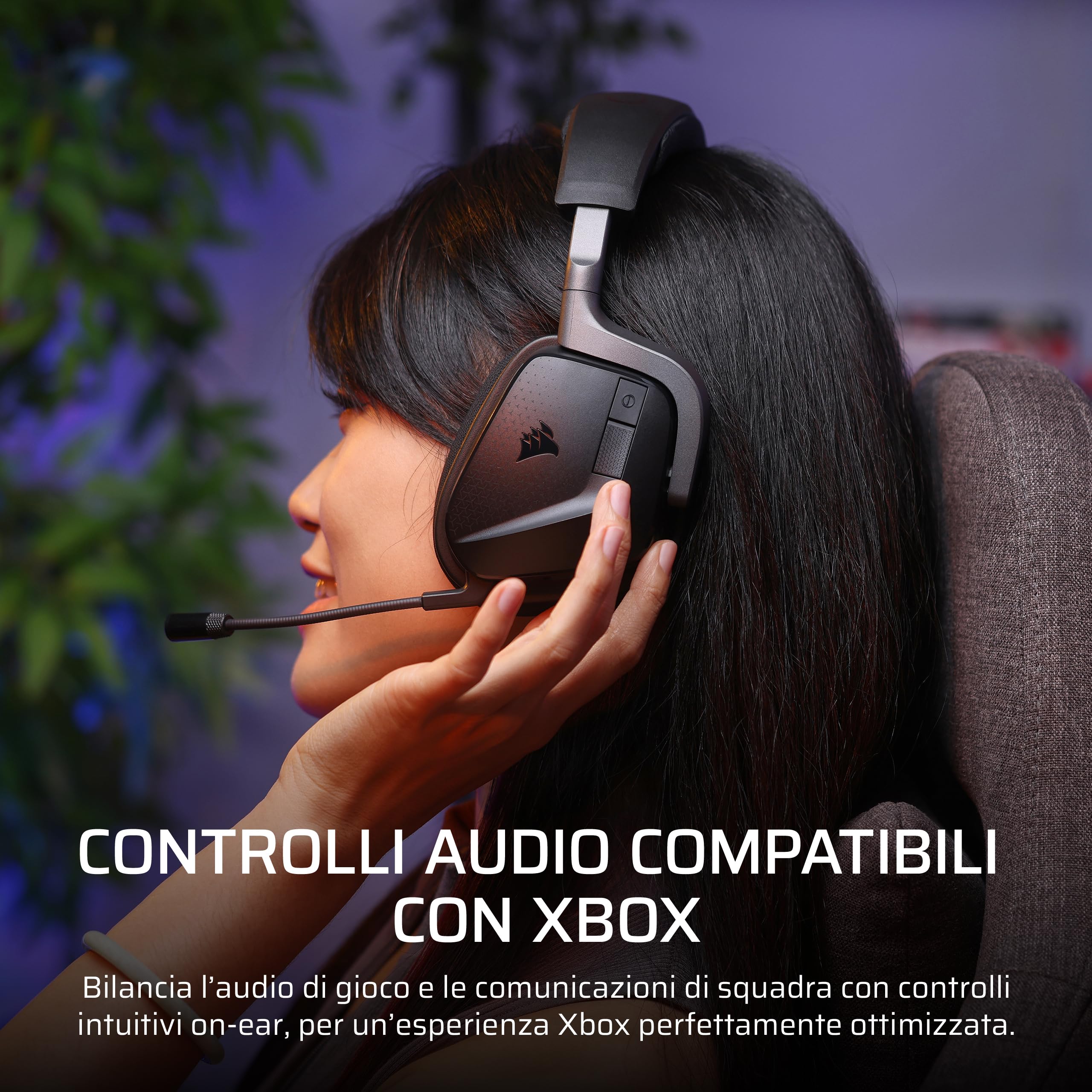 Corsair VOID v2 MAX Wireless Bluetooth Cuffia Gaming per Xbox Carbonio, 2,4 GHz Dolby Atmos 70 Ore Batteria