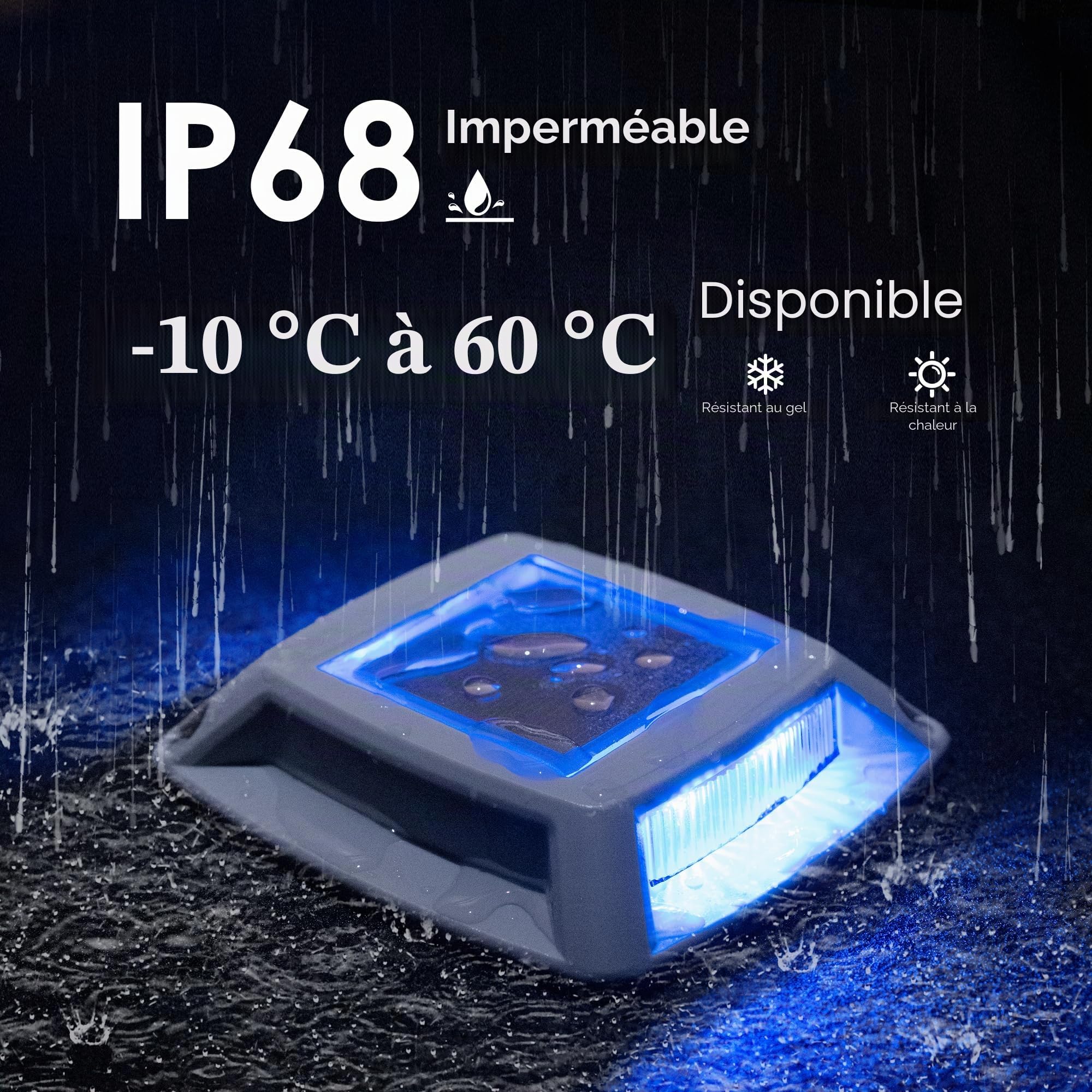 Spot Solaire Exterieur Puissant IP68 Étanche Éclairage Escalier Exterieur Bleu Balise Solaire Jardin 24LM 6 Pièces