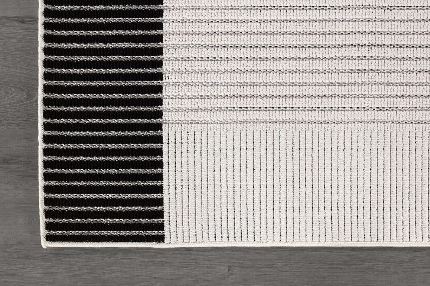 Luul Home Modern Micro Loop Indoor Area Rugs for Living Room Bedroom Kitchen Geometric Striped Black-White 4x6 Luxury Durable Low and High Pile Non-Shedding Stain Resistant Soft Area Carpet 4 x 6