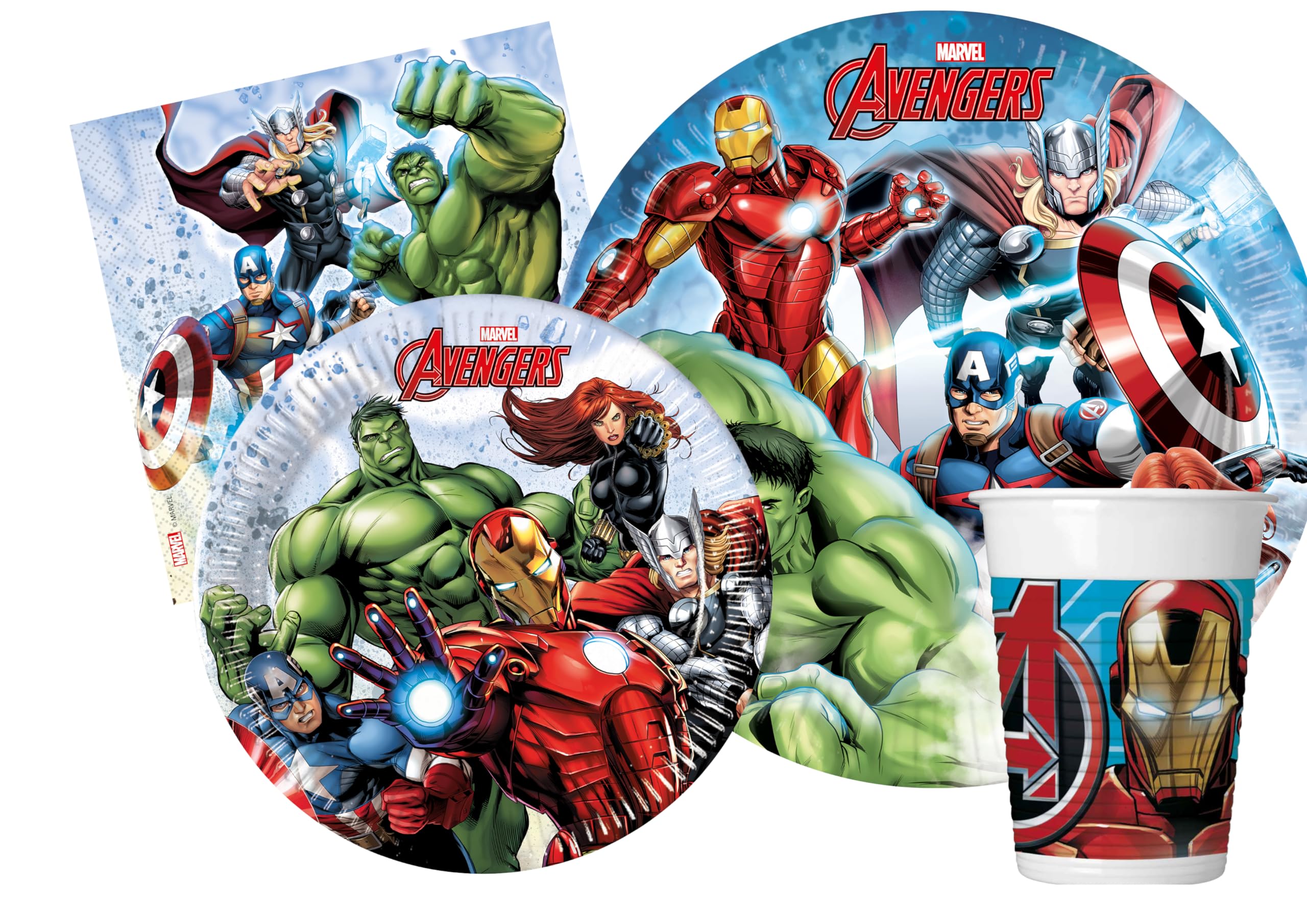 Ciao - Marvel Avengers Party Table Kit (Plates, Glasses, Napkins), Multicoloured, AZ070