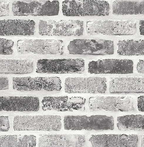 NextWall Papel tapiz autoadhesivo de ladrillo sintético lavado (gris)