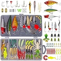 GOANDO Fishing Lures Kit: 70+ Pc Tackle Box for Bass Trout Salmon - Spoon Lures, Soft Plastic Worms, Crankbaits