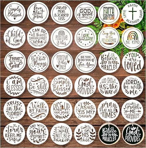 Miniatura 1 de 34 plantillas de palabras inspiradoras de 3 pulgadas, plantillas de citas motivacionales, plantillas reutilizables de dicho cristiano para pintar en