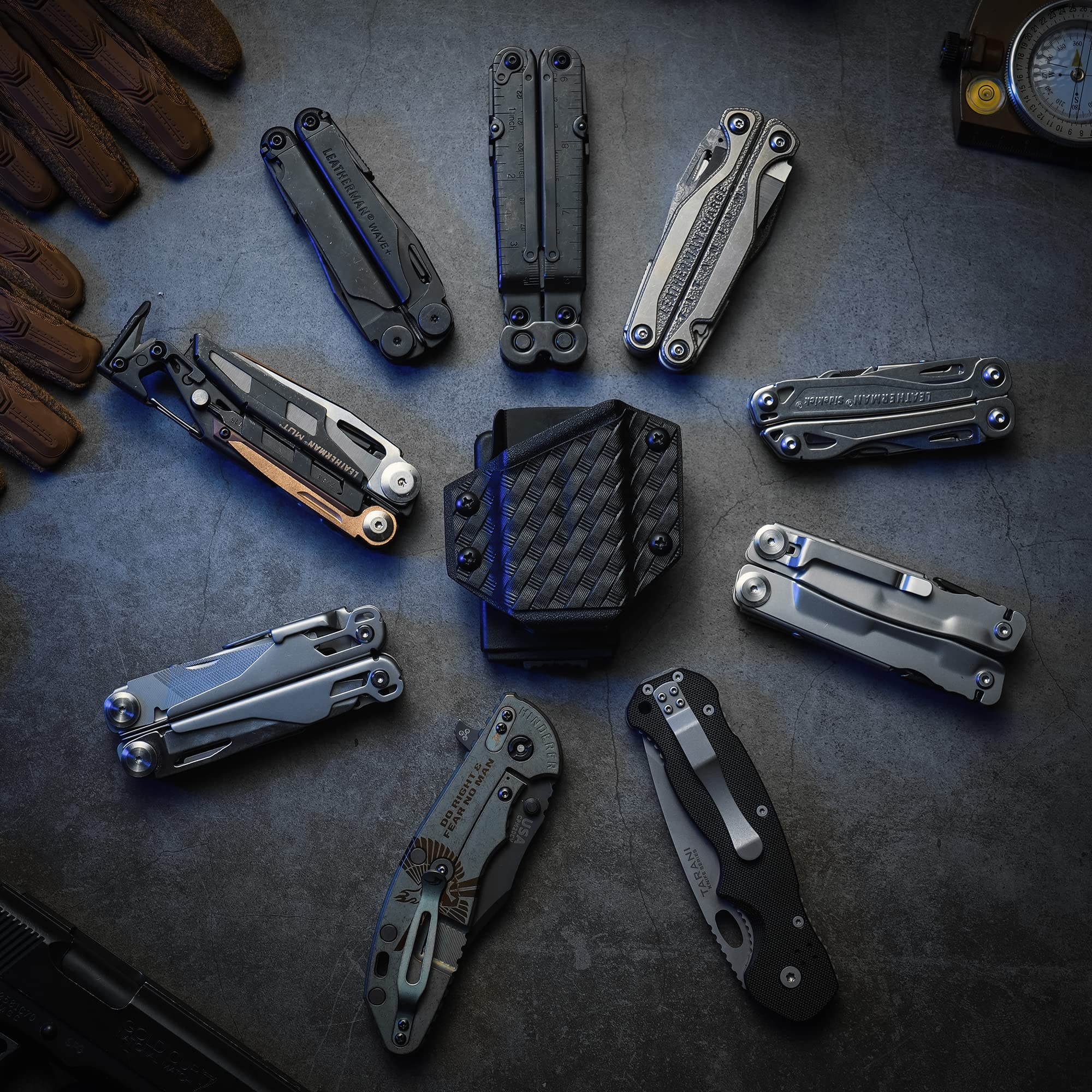 TACTICAL GEEK TGCode G4 Funda de Kydex para LEATHERMAN Multiherramienta, con Ajuste automático, se Adapta a la mayoría de los Anchos de cinturón de Las multiherramientas, Abrazadera de Funda de Nylon