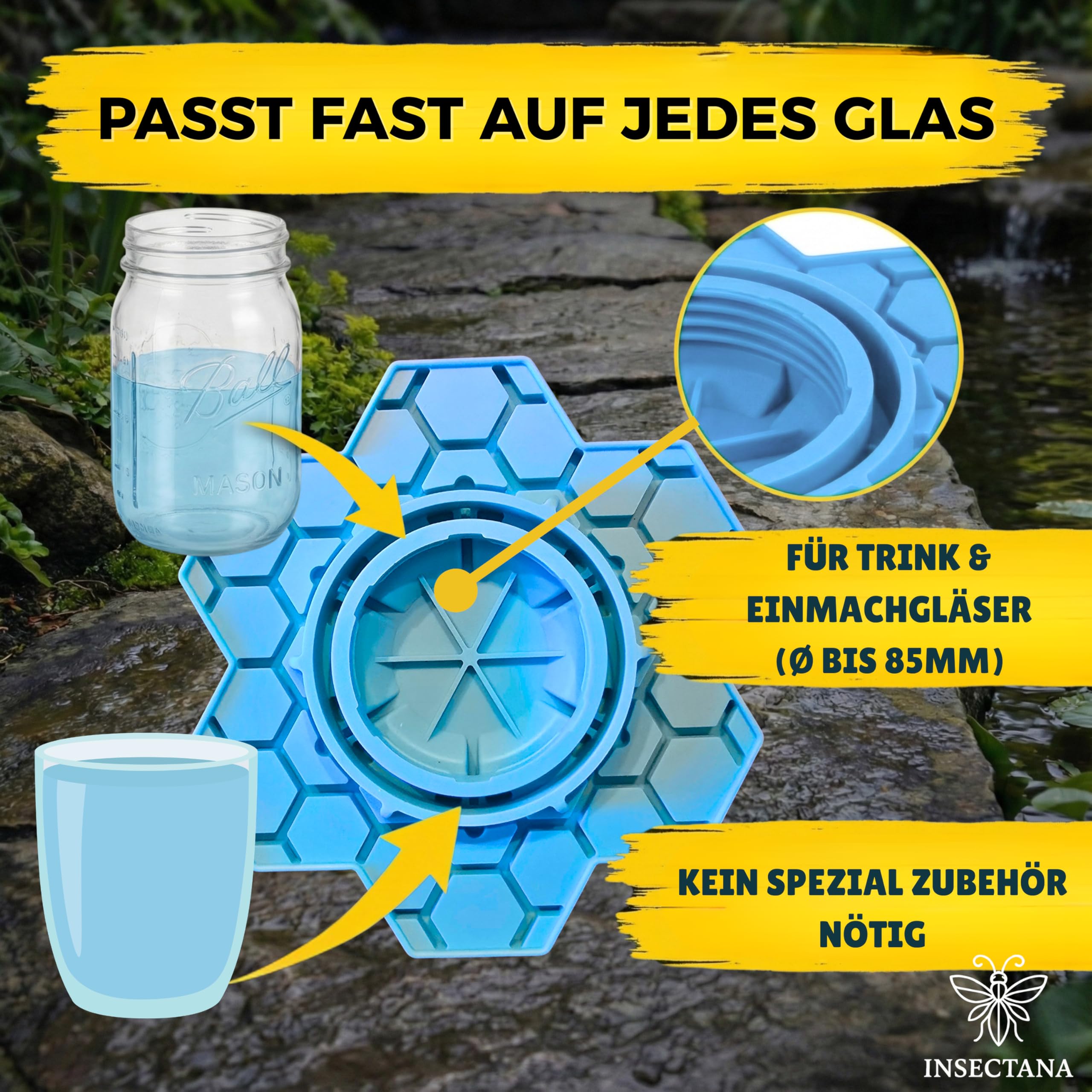 Bienentränke 2er Set Blau – Insektentränke aus BPA-freiem Silikon für Garten & Balkon – Wasserspender für Bienen Hummeln Schmetterlinge – UV-beständig Spülmaschinenfest Imker Zubehör