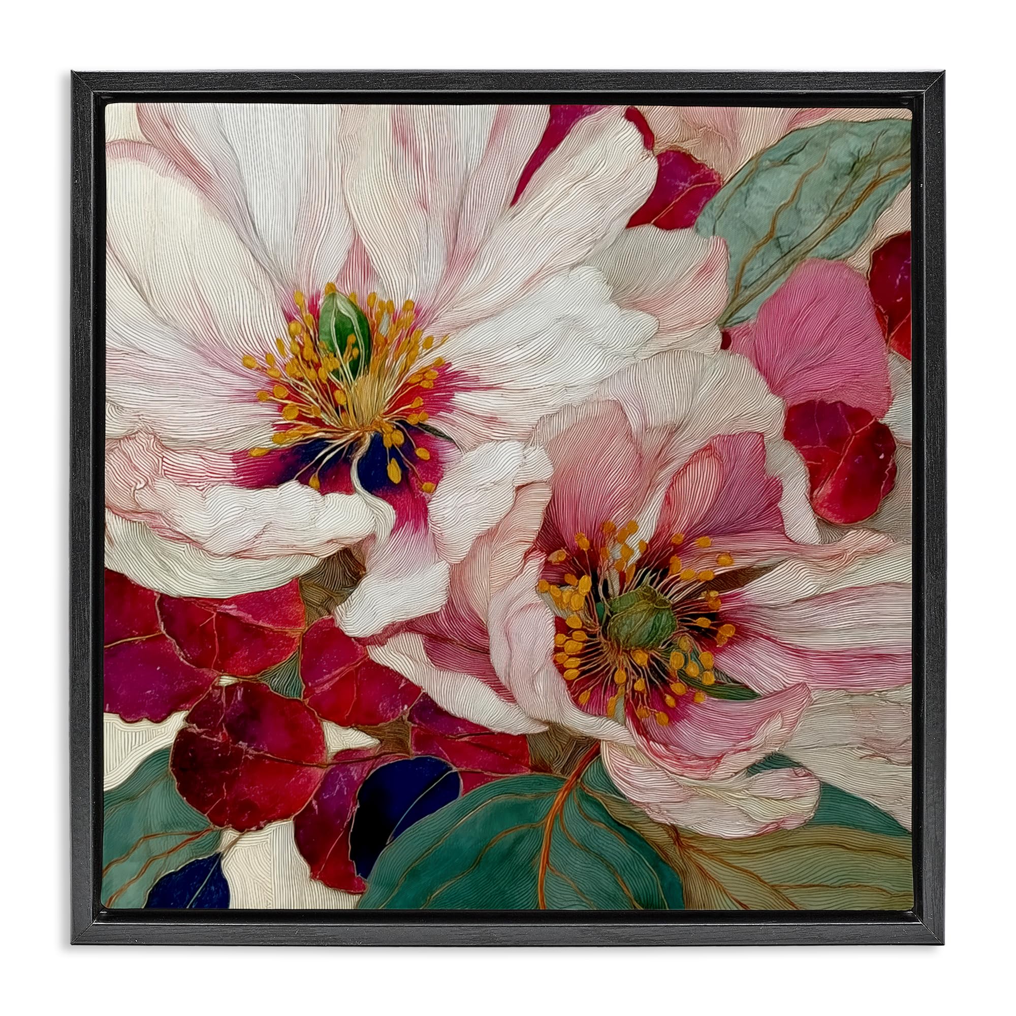 'Cimarron Flowers Ornate Details'| Floating Frame Canvas Art