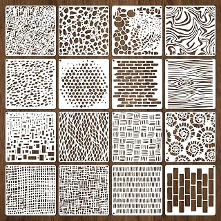 16 Pcs Stencils for Crafts Reusable, Texture Stencils for Painting Plastic Background Stencil Layering Drawing Templates for Painting on Wood Furniture Card Canvas Paper Scrapbook