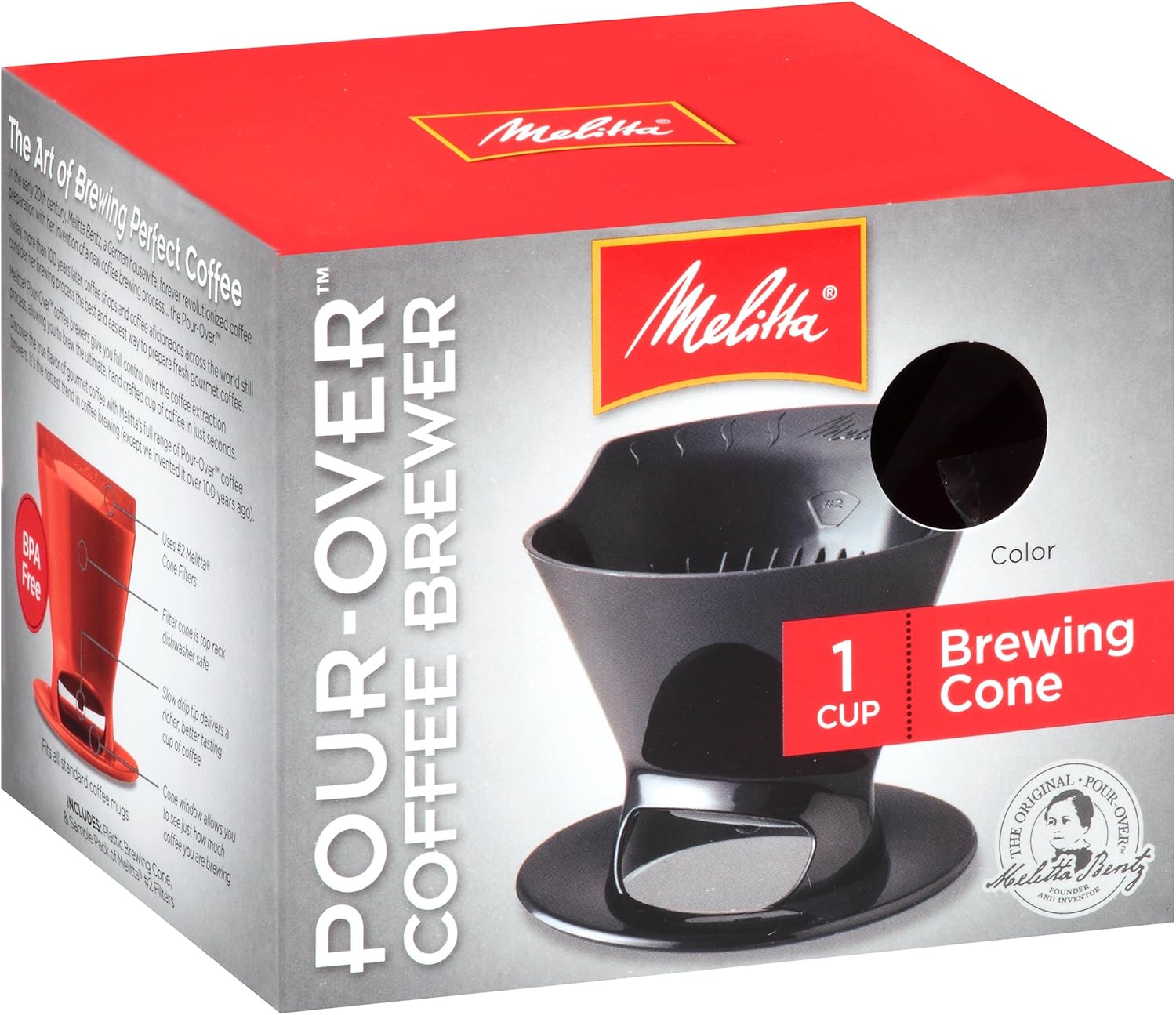 Melitta Single Cup Pour Over Coffee Brewer, Black (Pack of 8)