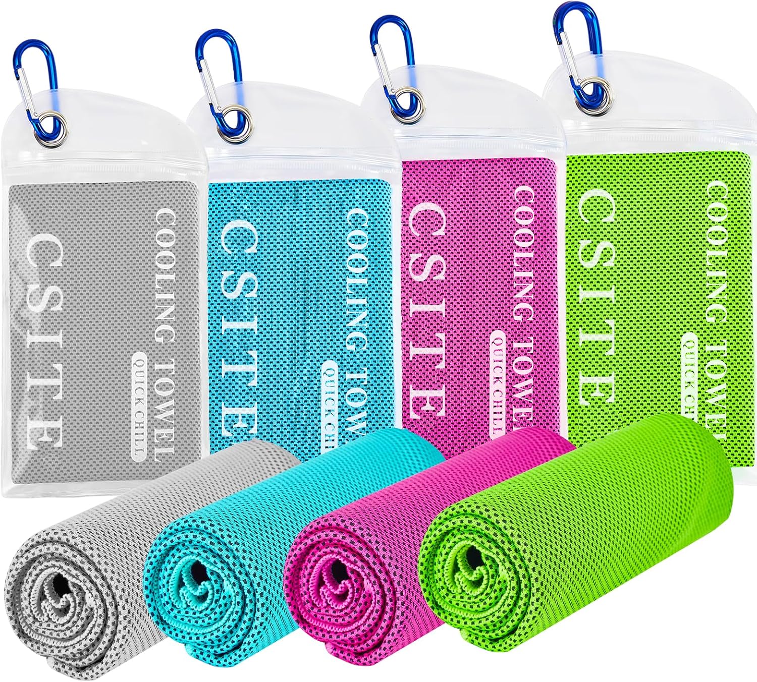 Cooling Towels for Neck and Face – 4 Pack 47×12 Inch Ice Cold Microfiber Towels, Soft & Breathable Cooling Towel for Hot Weather, Sports, Yoga, Workout, Running, Golf, Camping