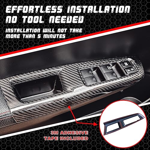 Miniatura 5 de Cubierta de superposición para interruptor de ventana delantera interior (conductor y pasajero) para Subaru WRXWRX STI 2008-2014 I Dry Carbon Fiber