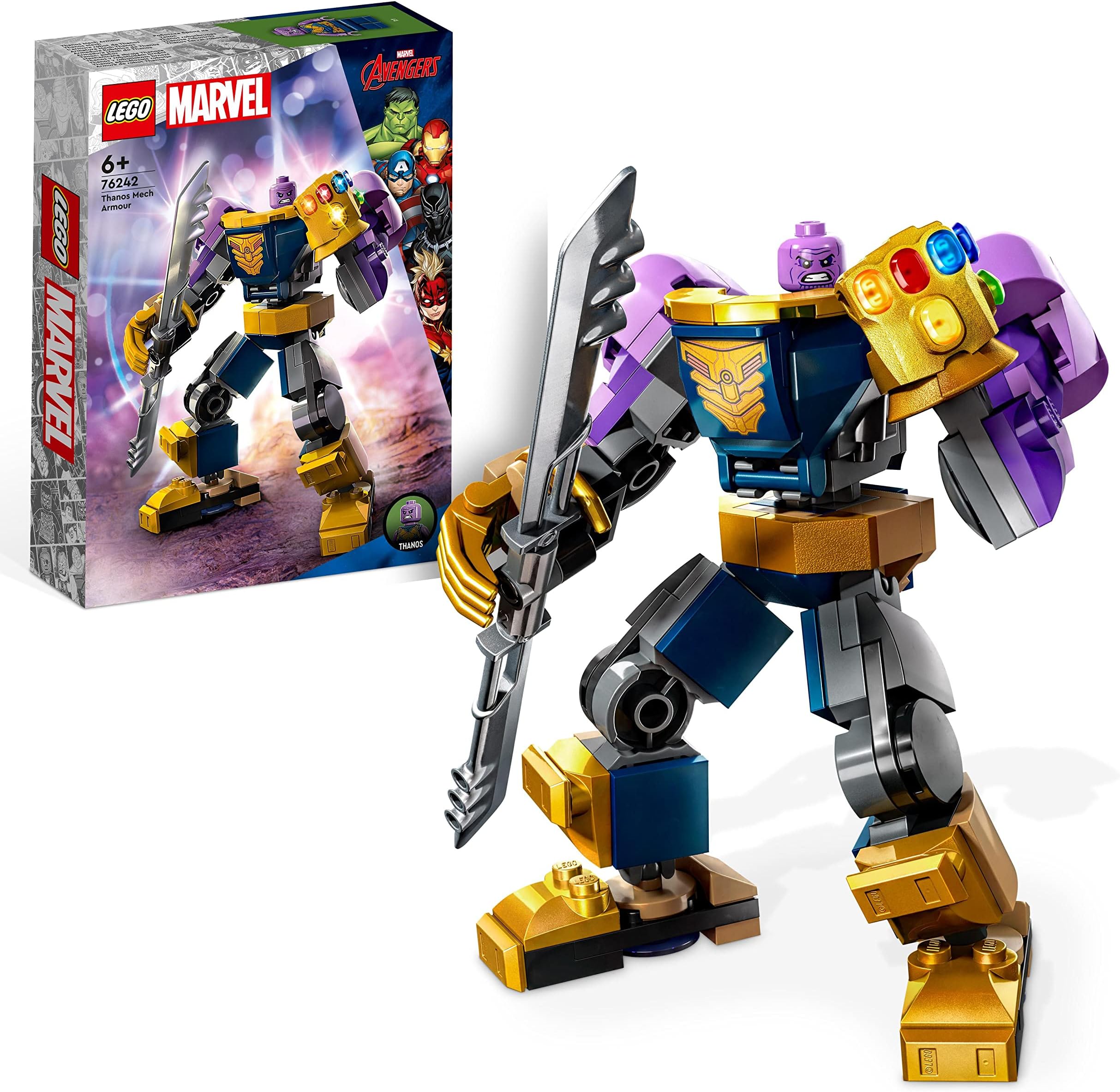 76242 Marvel Thanos Mech Armour, Avengers Action Figure Set, Building Toy with Infinity Gauntlet & Stones, Collectable Super Hero Gift for Boys and Girls Aged 6 Plus