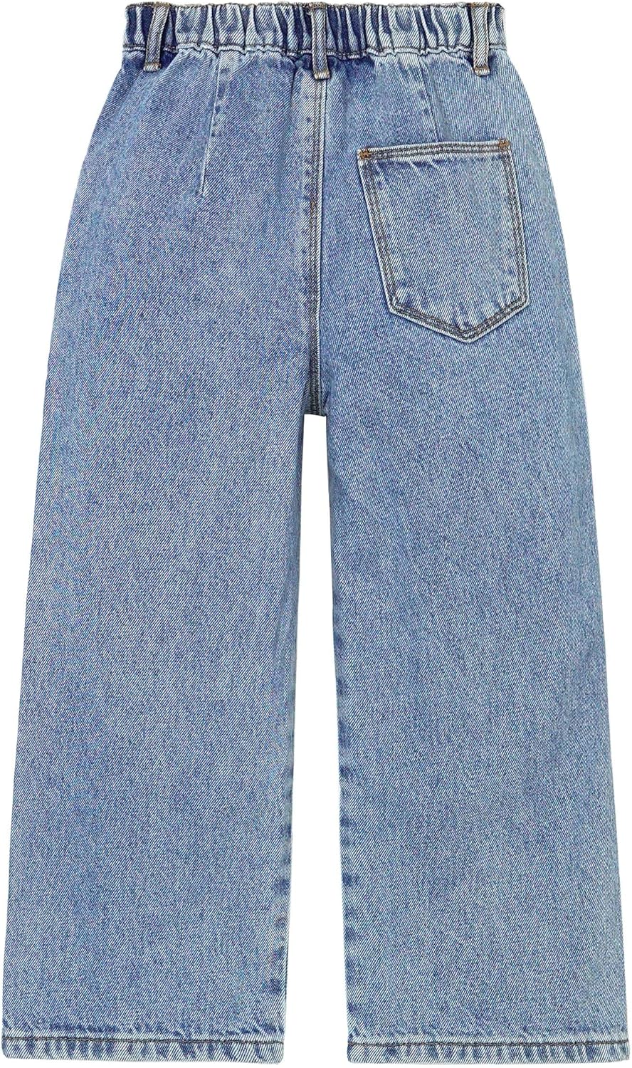 KIDSCOOL SPACE Baby Girls Boys Jeans, 12M-5T Little Kids Ribbed Waist with D-Rings Denim Pants - Image 3