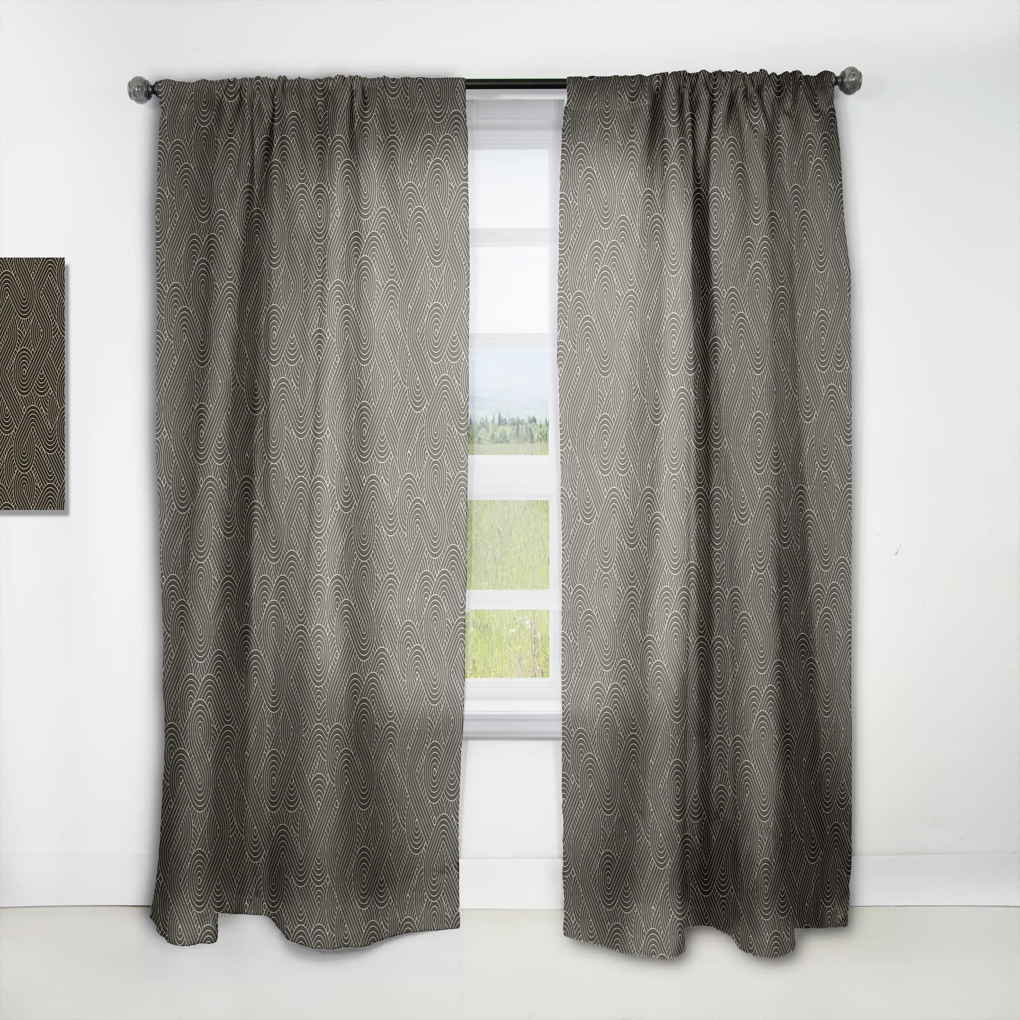Rideaux Modernes Labyrinthe en tissu épais style Milieu du siècle pour salon