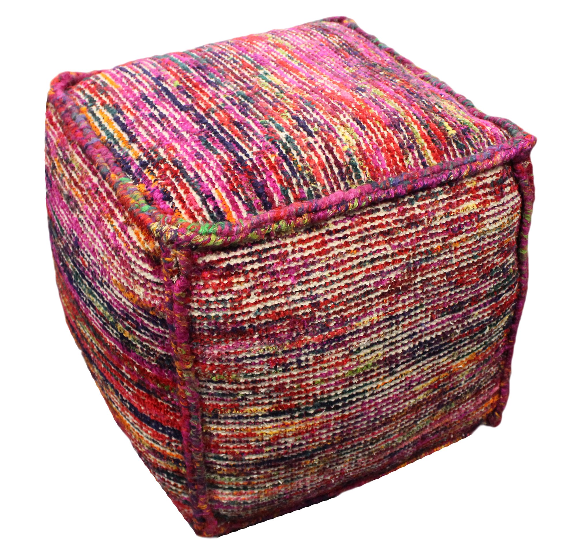 Moti Wendy Pouf Upholstered in Multi-Color Fabric