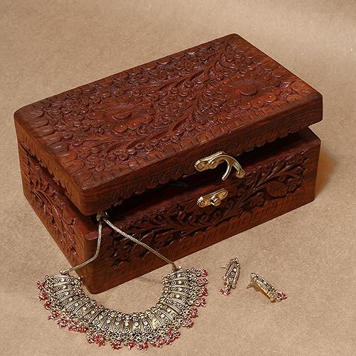 Miniatura 2 de Joyero hecho a mano de palisandro organizador de pecho, caja de almacenamiento de joyas de madera vintage para cubiertas de cartas del tarot,